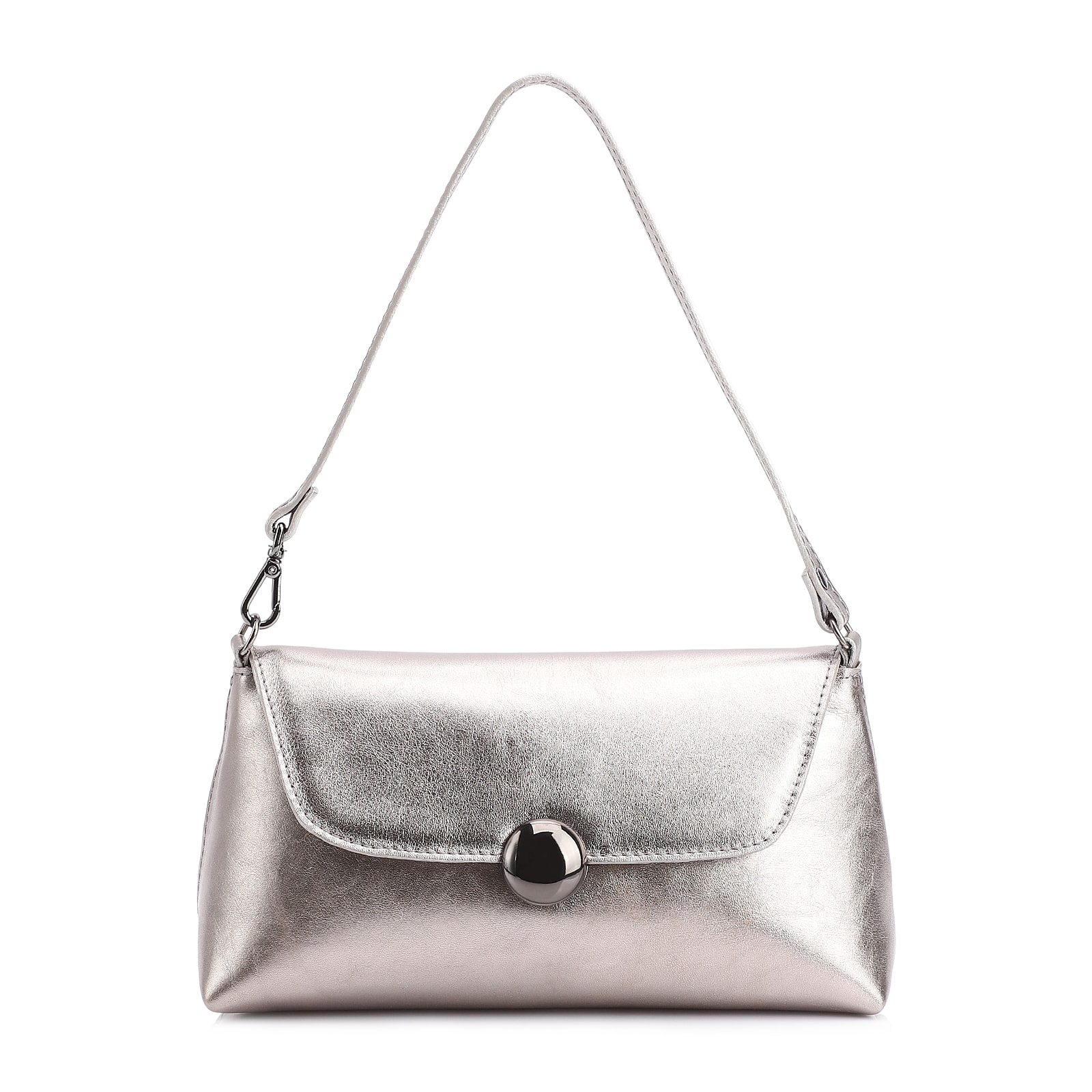 Bolsa De Mão Couro Prata