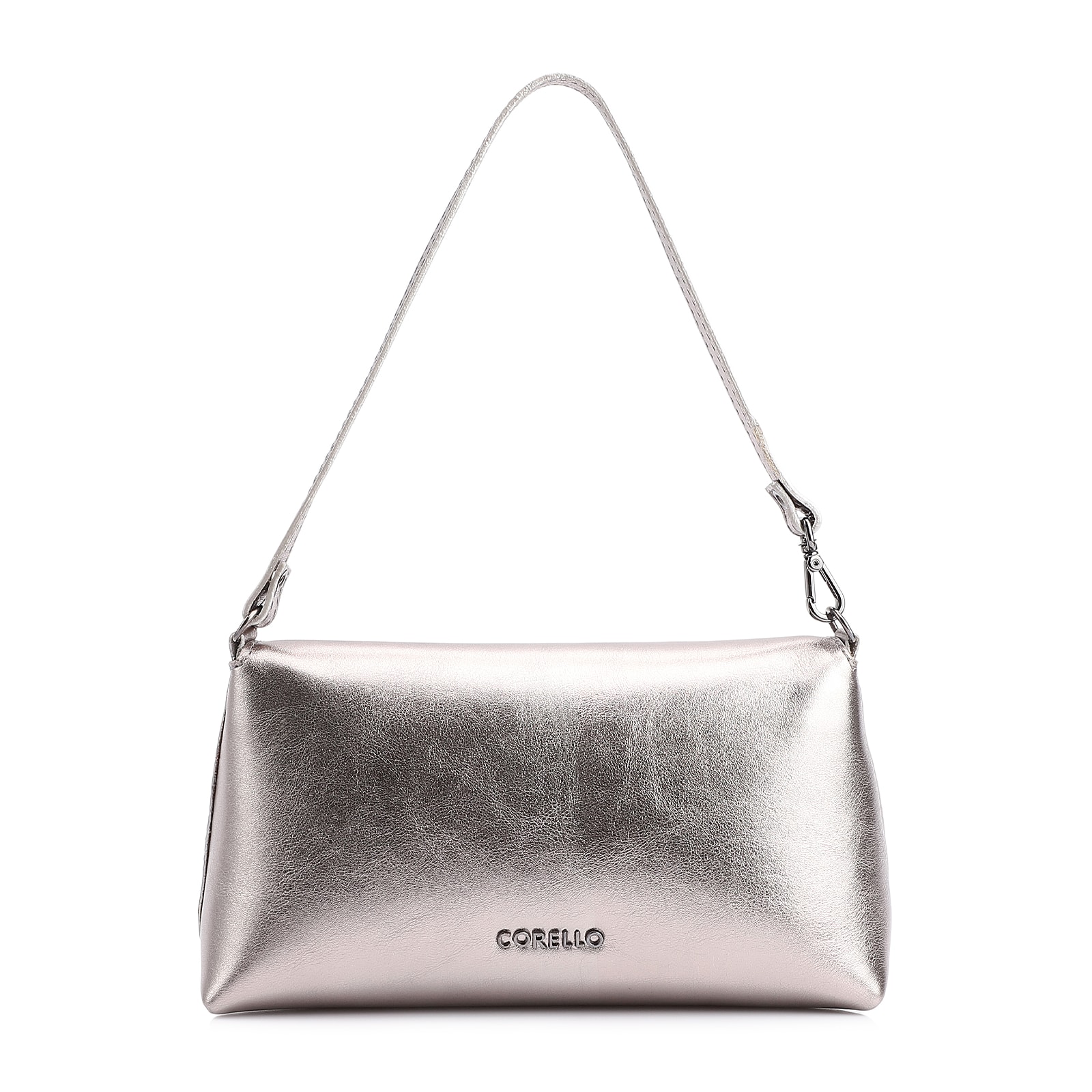 Bolsa De Mão Couro Prata