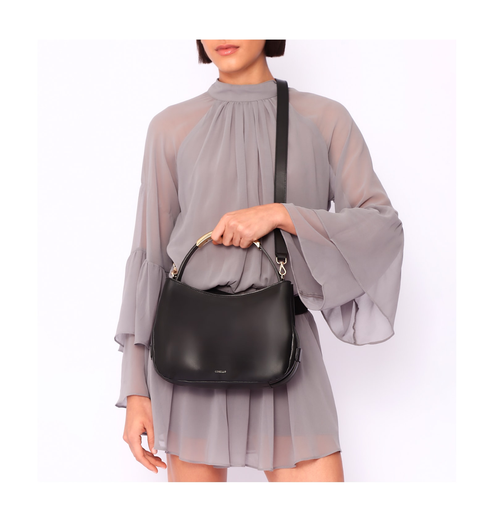 Bolsa De Mão Couro Preto