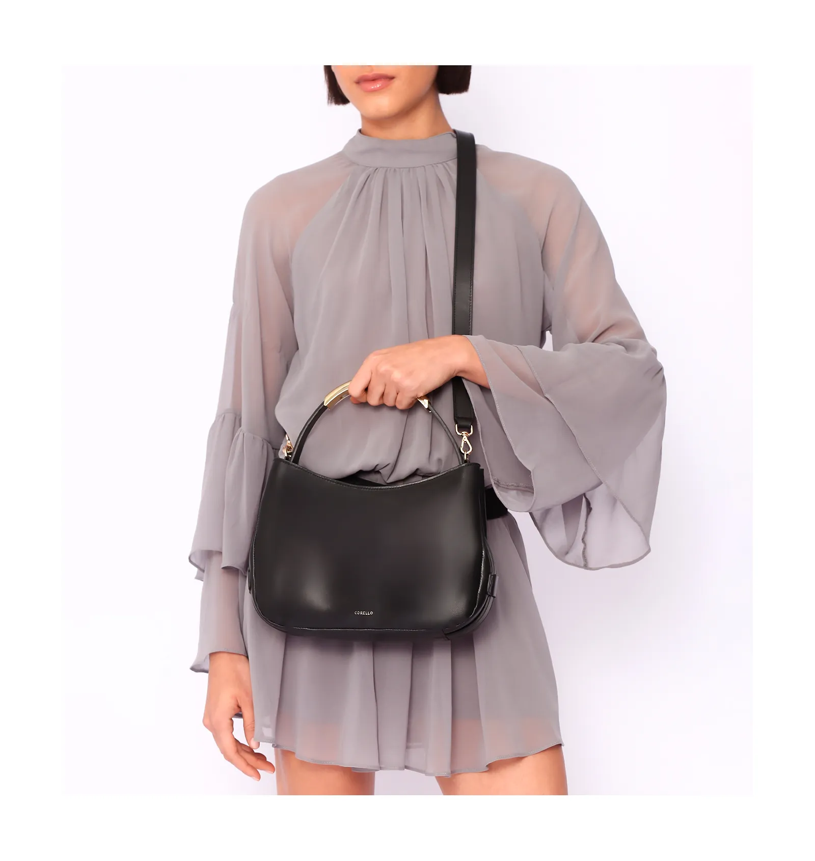 Bolsa De Mão Couro Preto