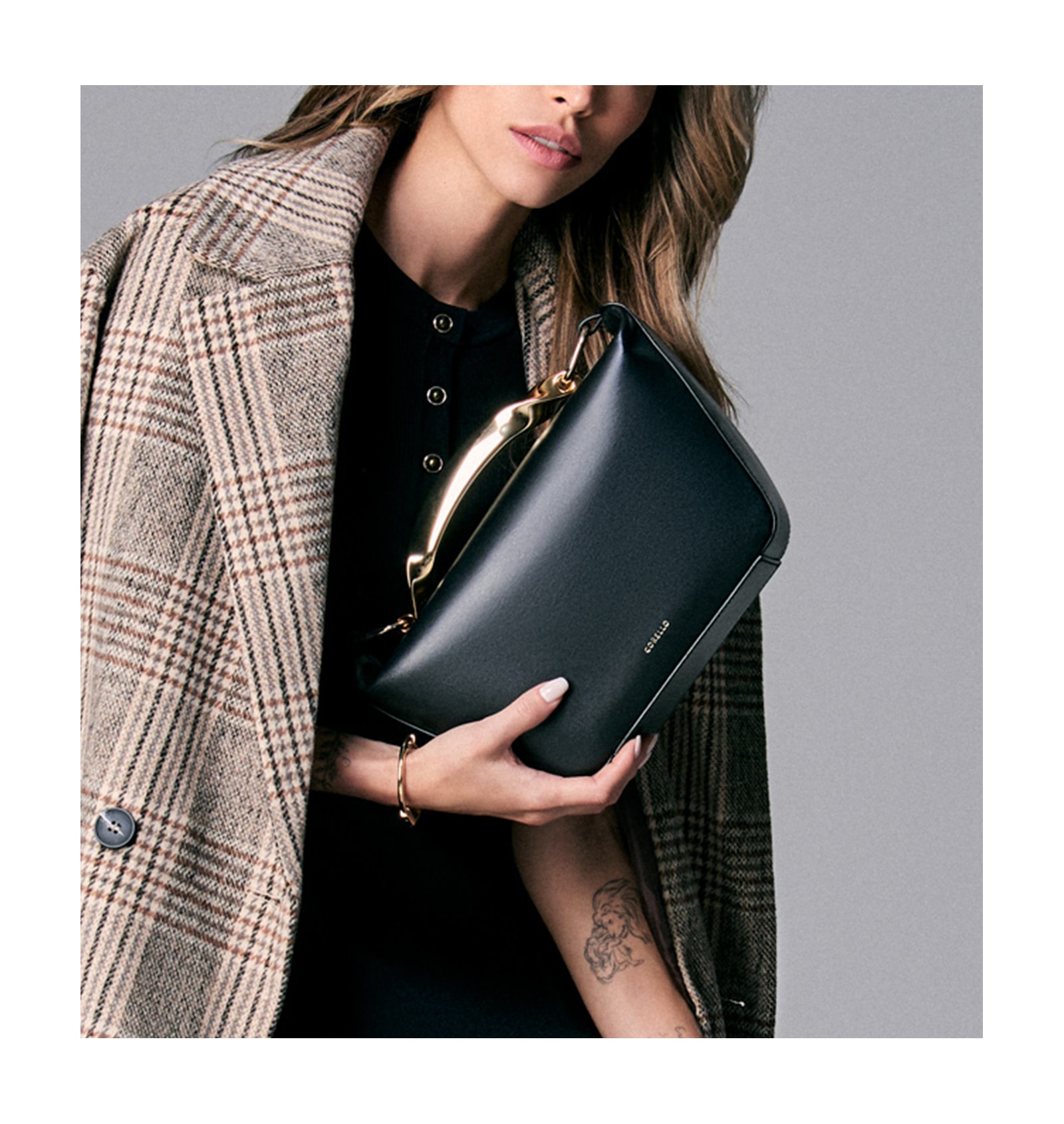 Bolsa De Mão Couro Preto