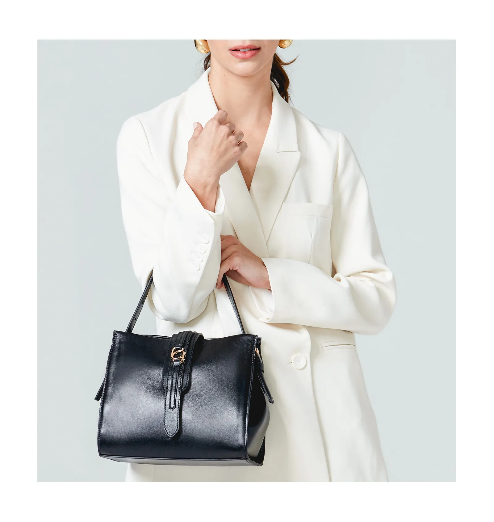 Bolsa De Mão Couro Preto