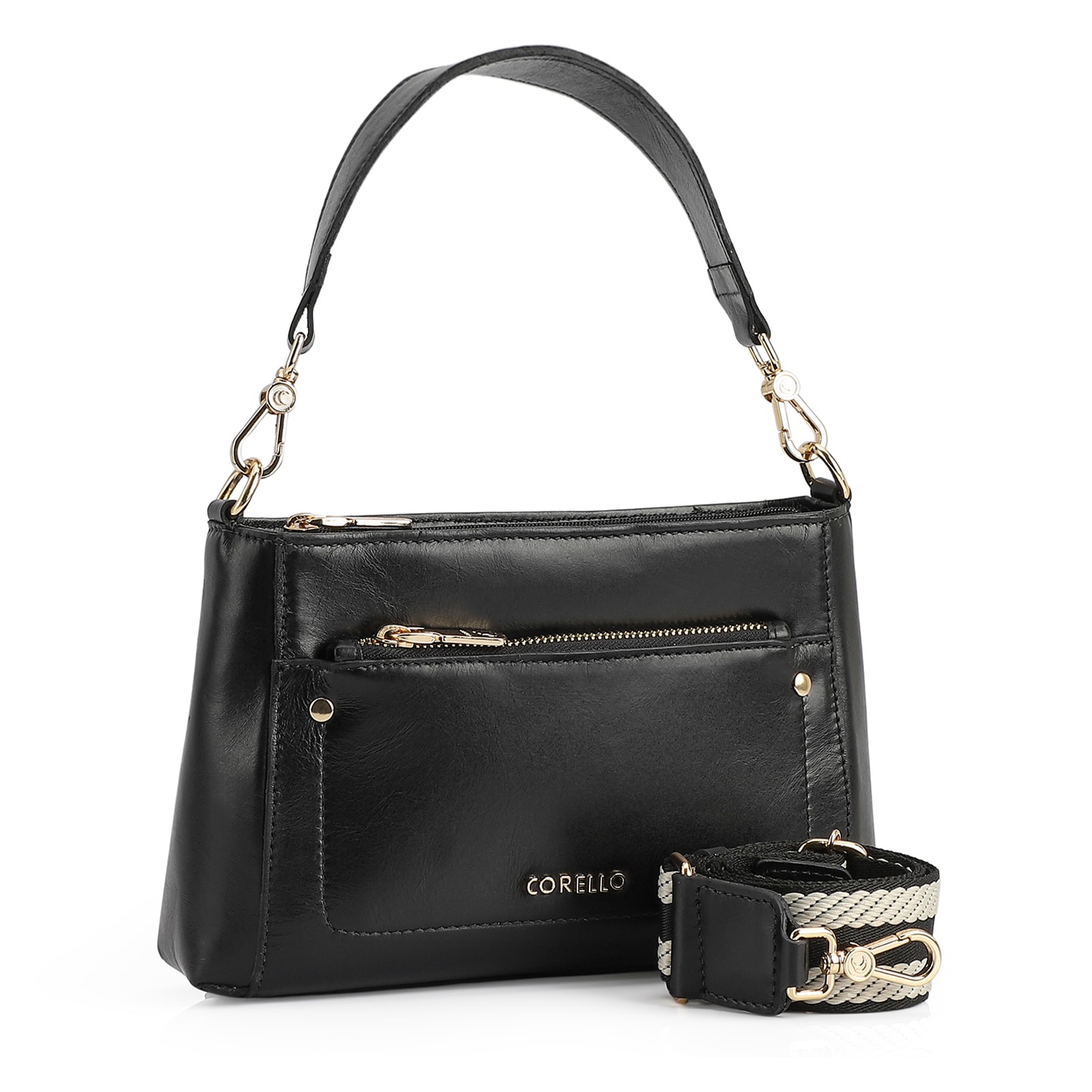 Bolsa De Mão Couro Preto