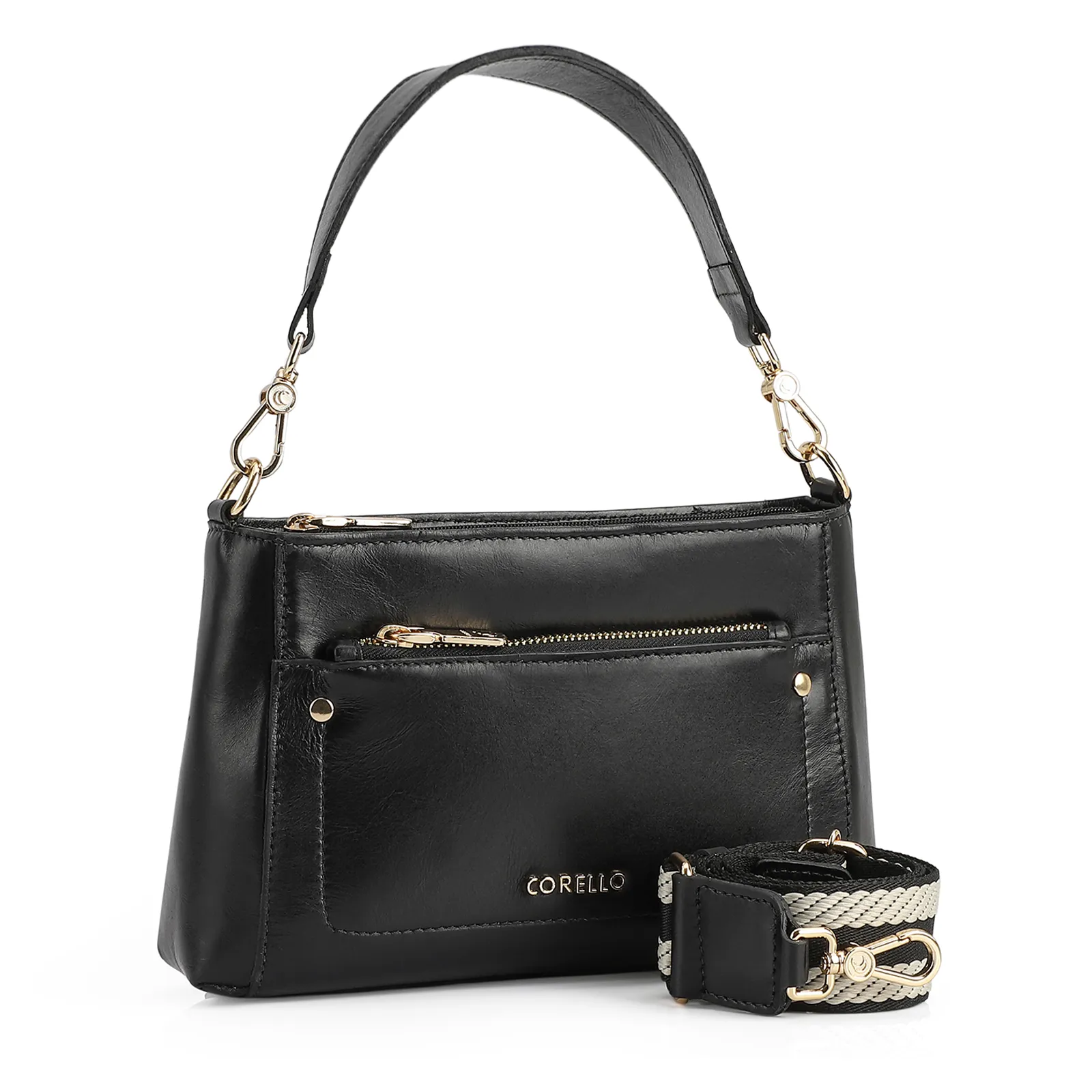 Bolsa De Mão Couro Preto