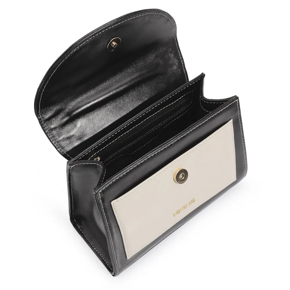 Bolsa De Mão Couro Preto/Couro Nuvem - imagem 4