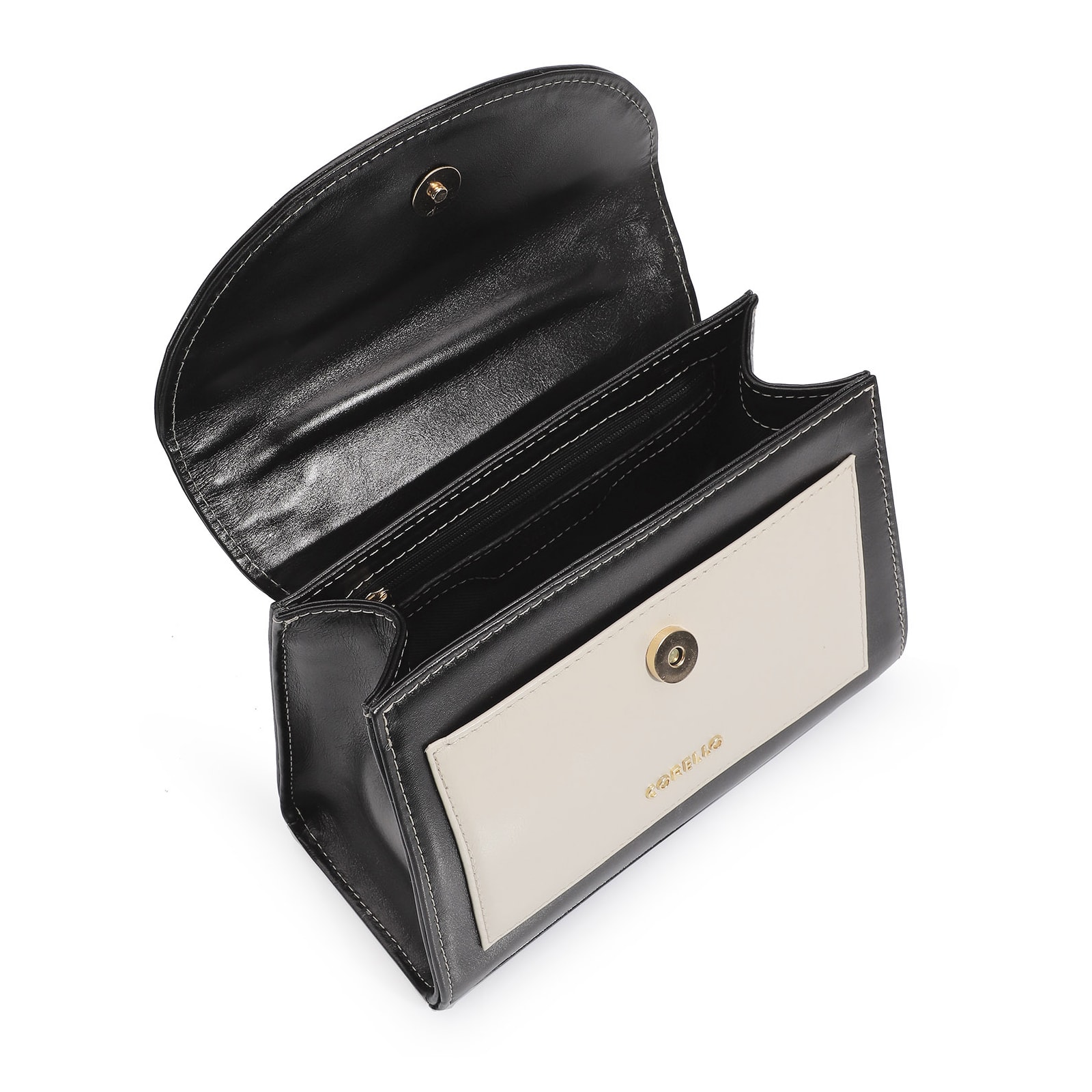 Bolsa De Mão Couro Preto/Couro Nuvem