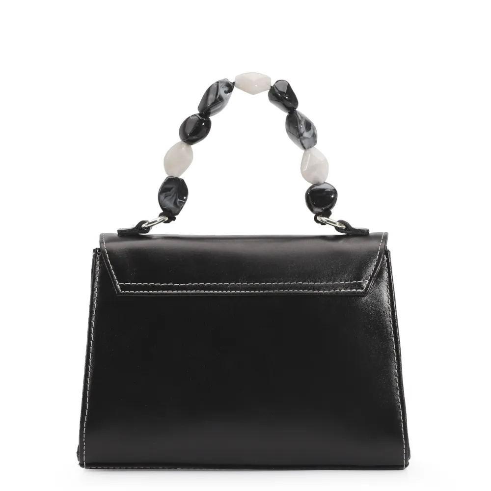 Bolsa De Mão Couro Preto/Couro Nuvem - imagem 3
