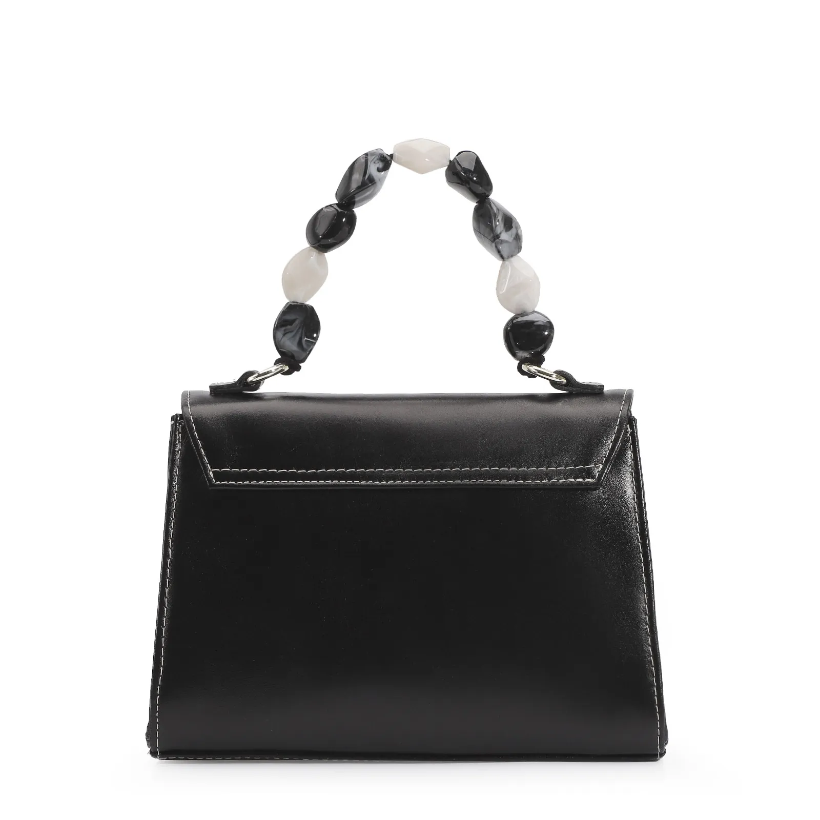 Bolsa De Mão Couro Preto/Couro Nuvem