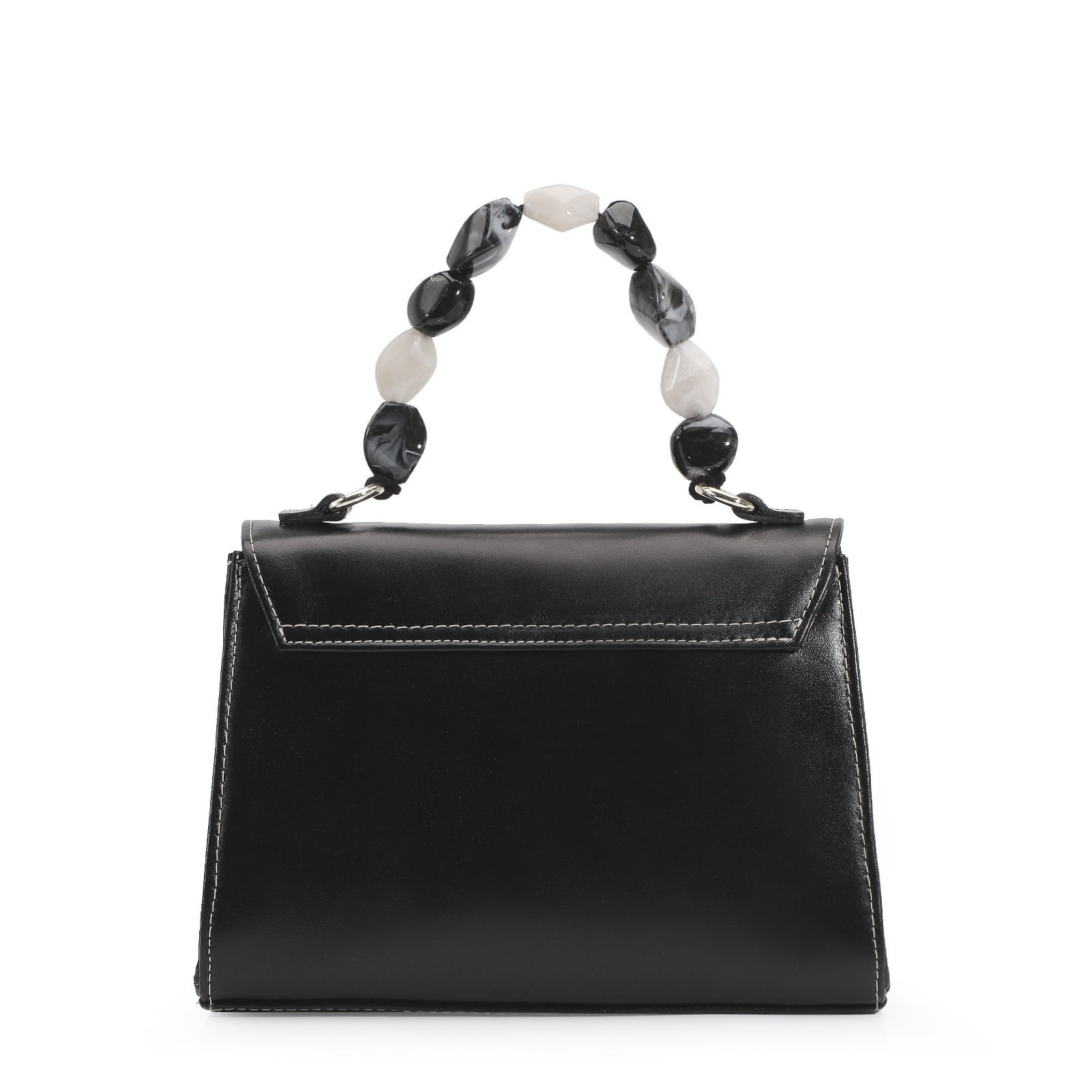 Bolsa De Mão Couro Preto/Couro Nuvem