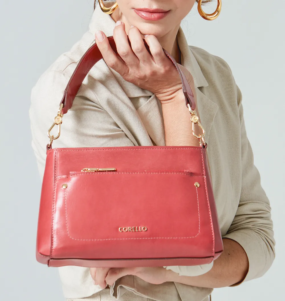 Bolsa De Mão Couro Rosa - imagem 2