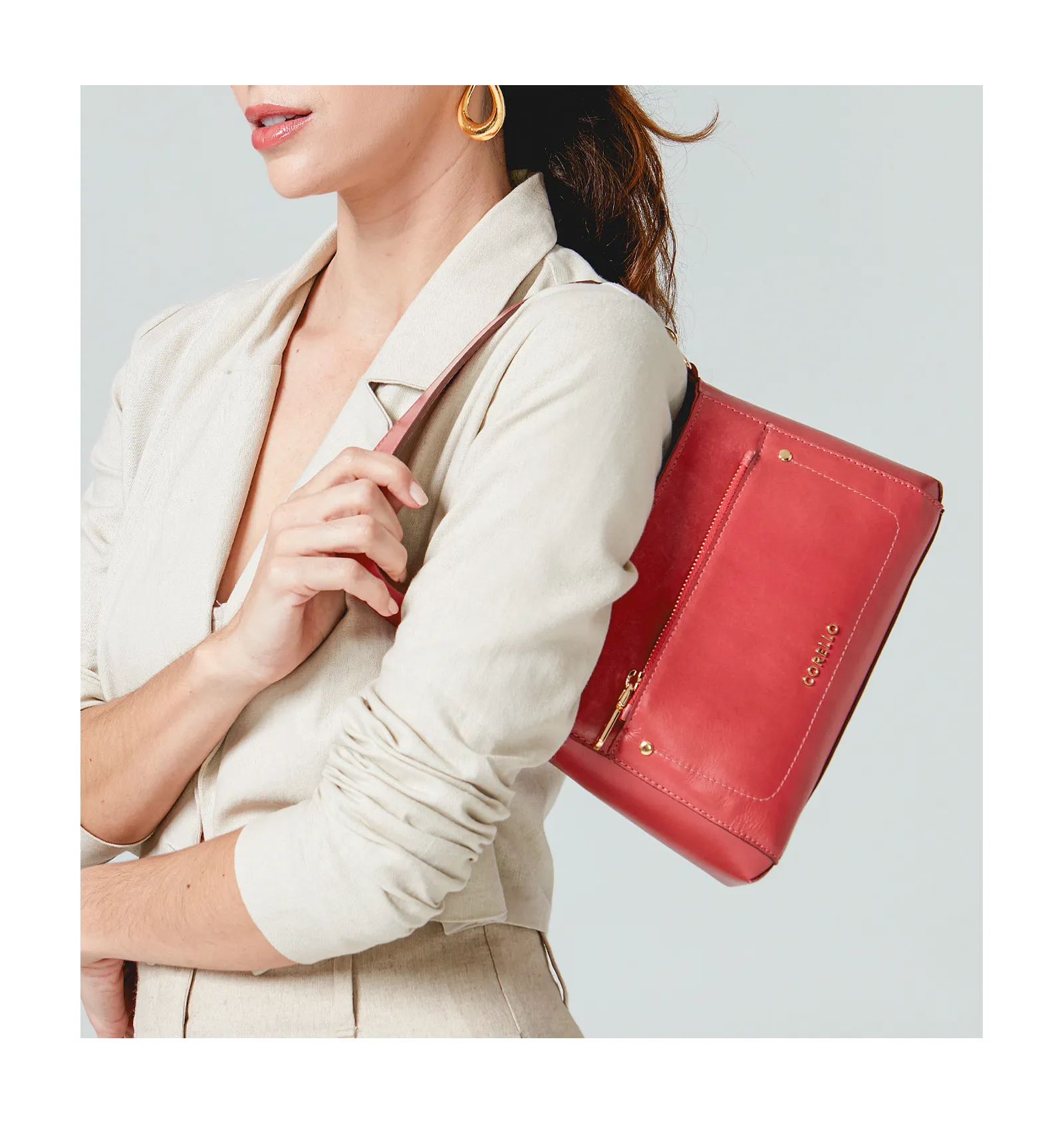 Bolsa De Mão Couro Rosa