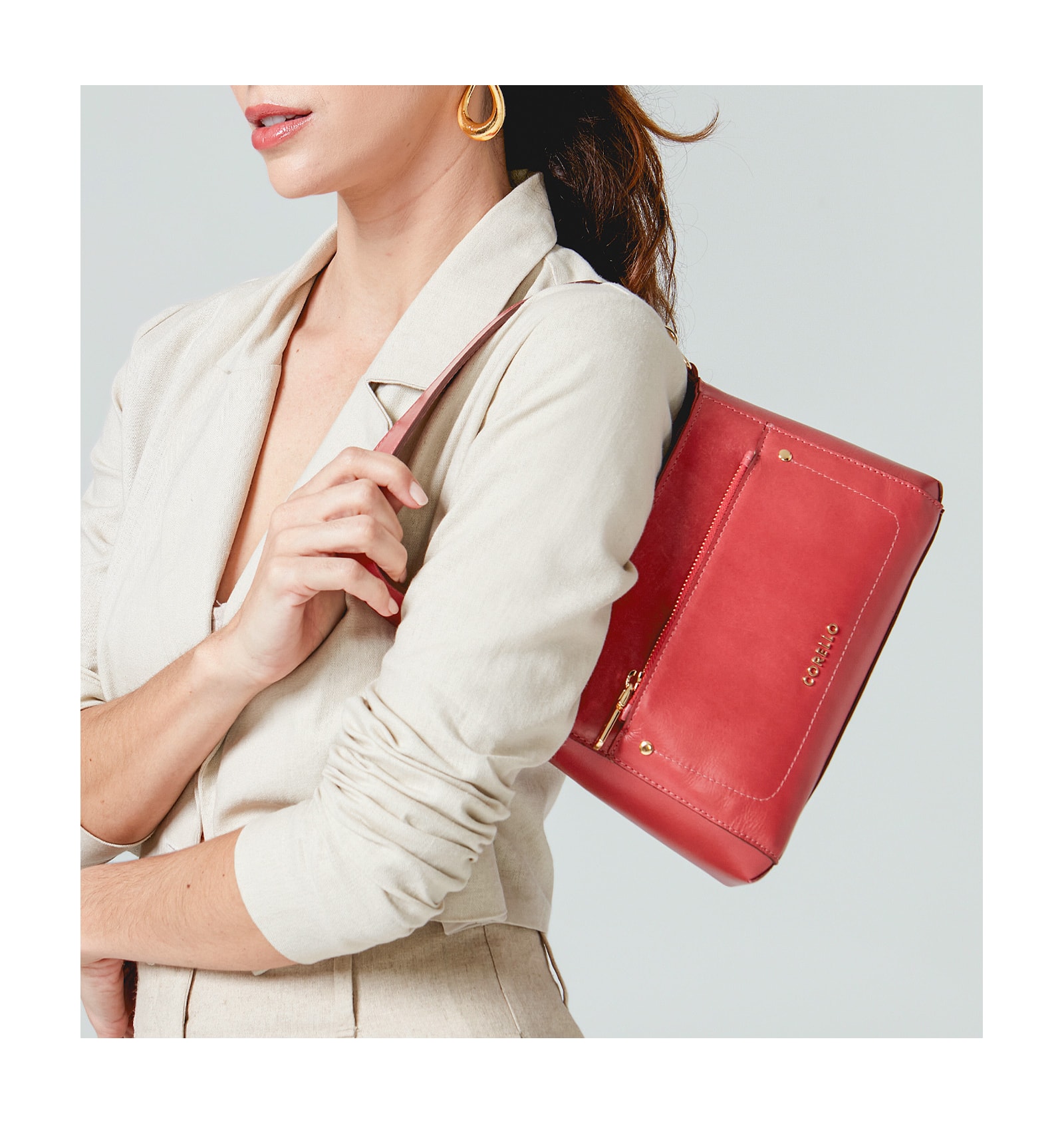 Bolsa De Mão Couro Rosa