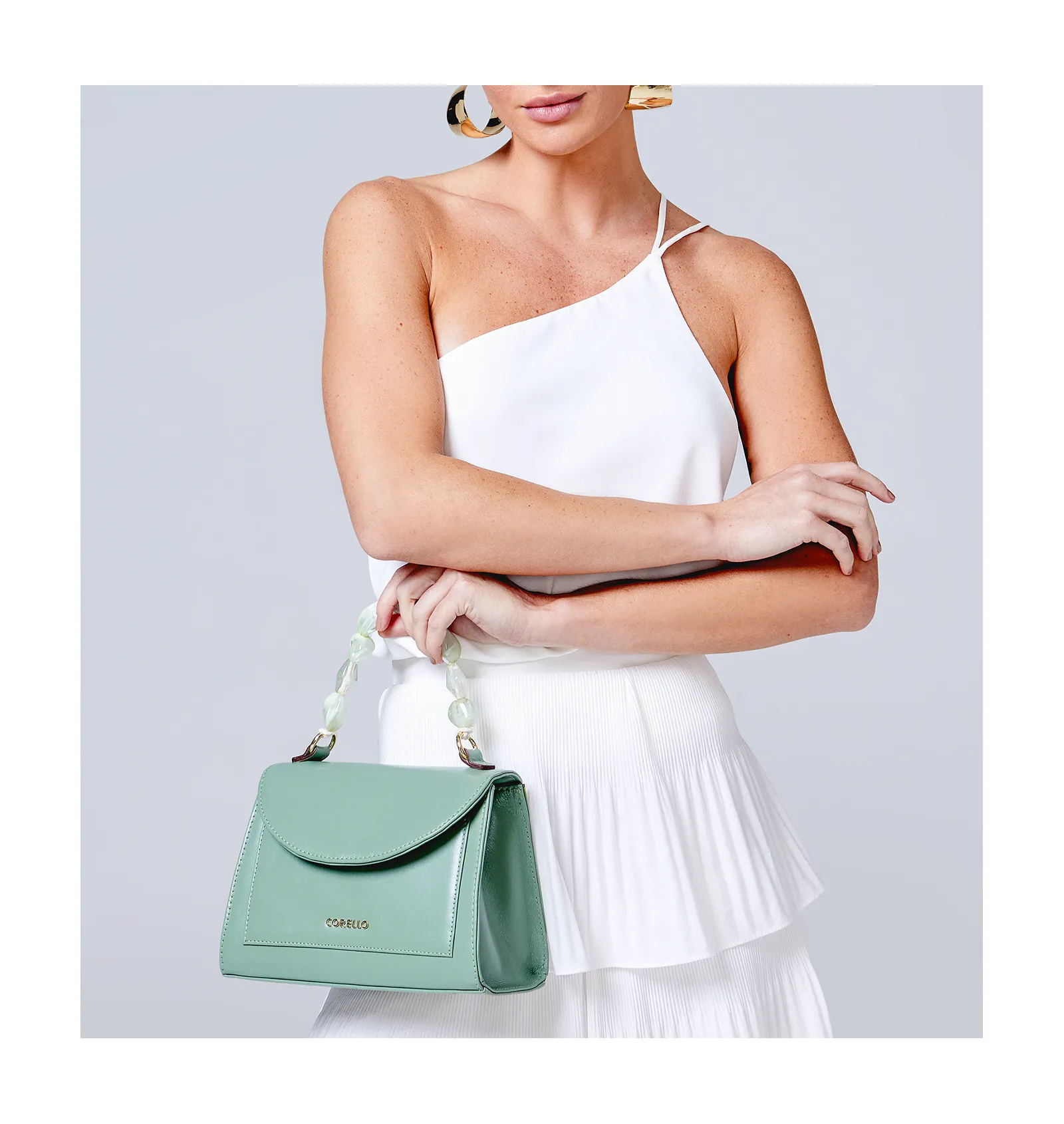 Bolsa De Mão Couro Verde