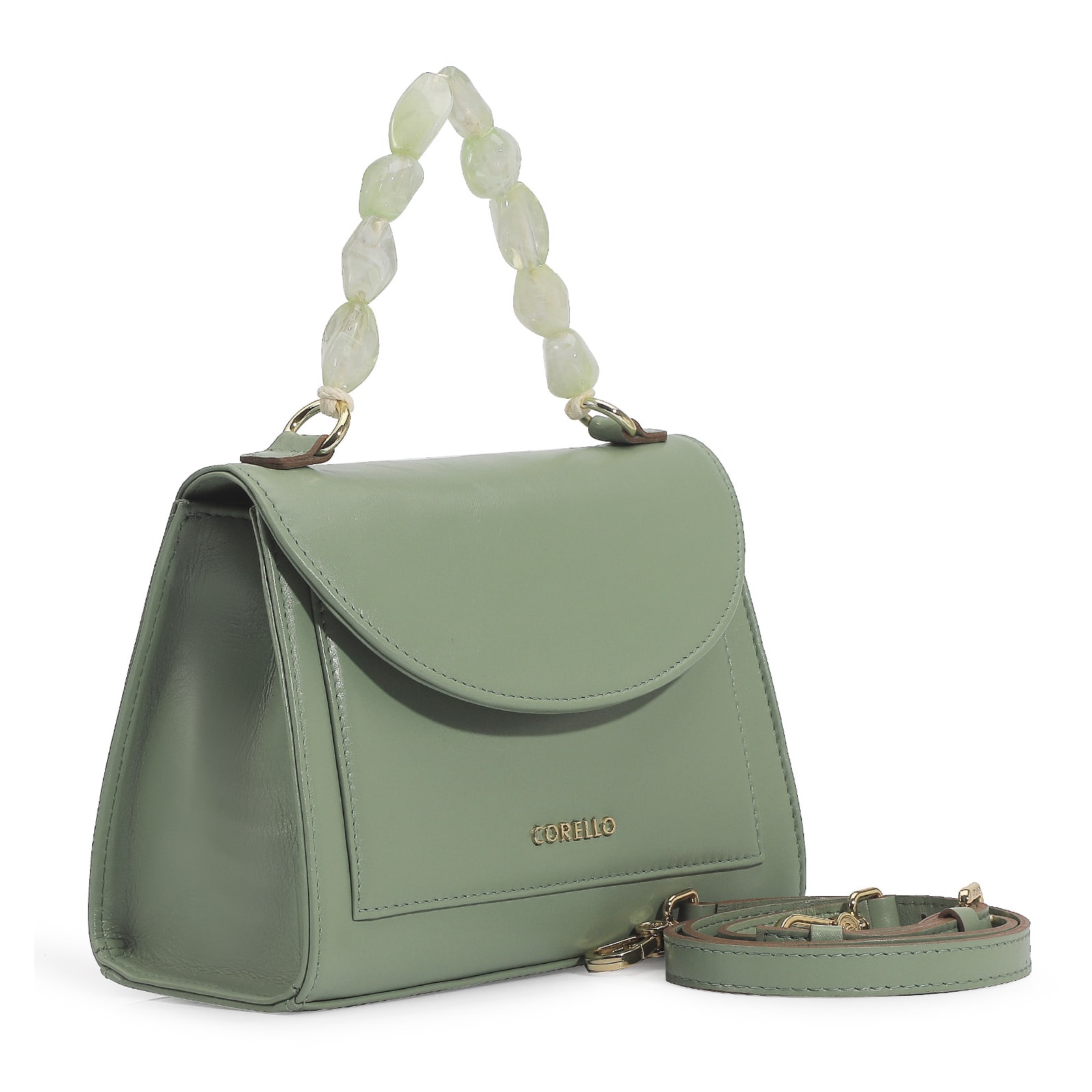 Bolsa De Mão Couro Verde