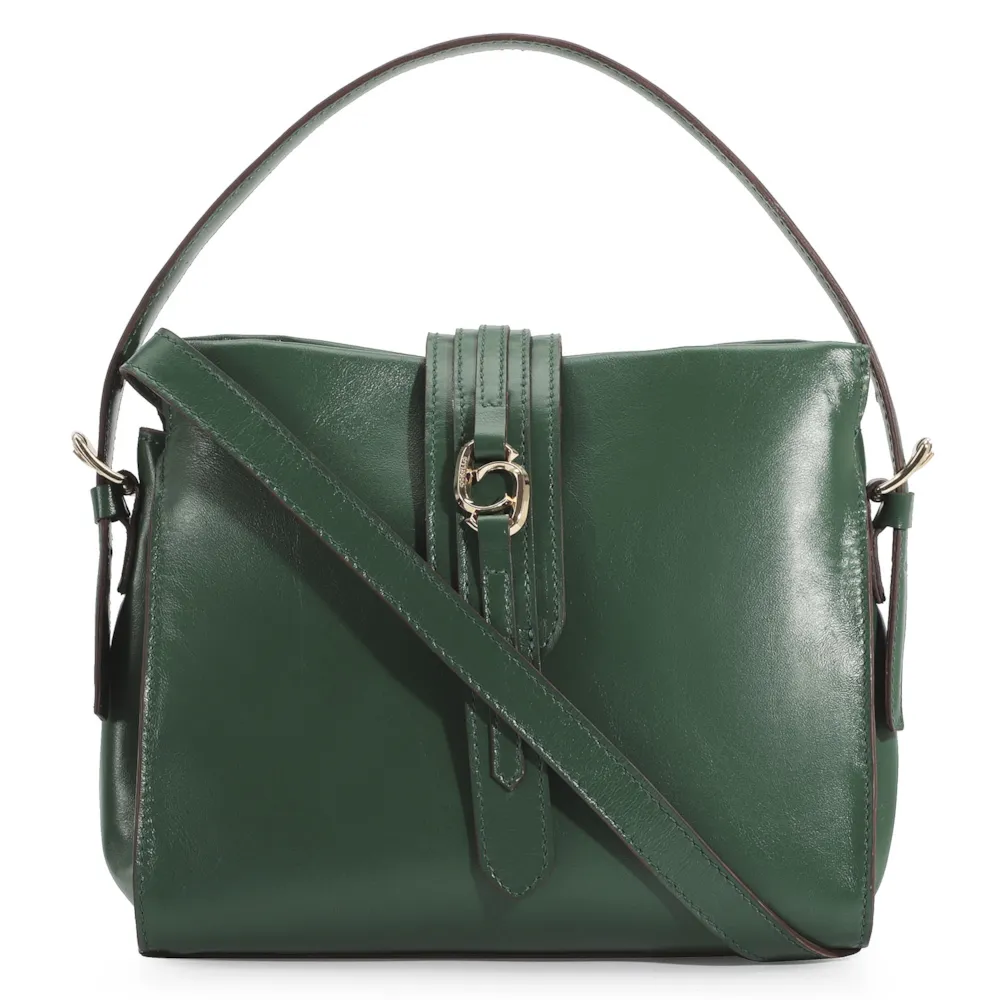 Bolsa De Mão Couro Verde