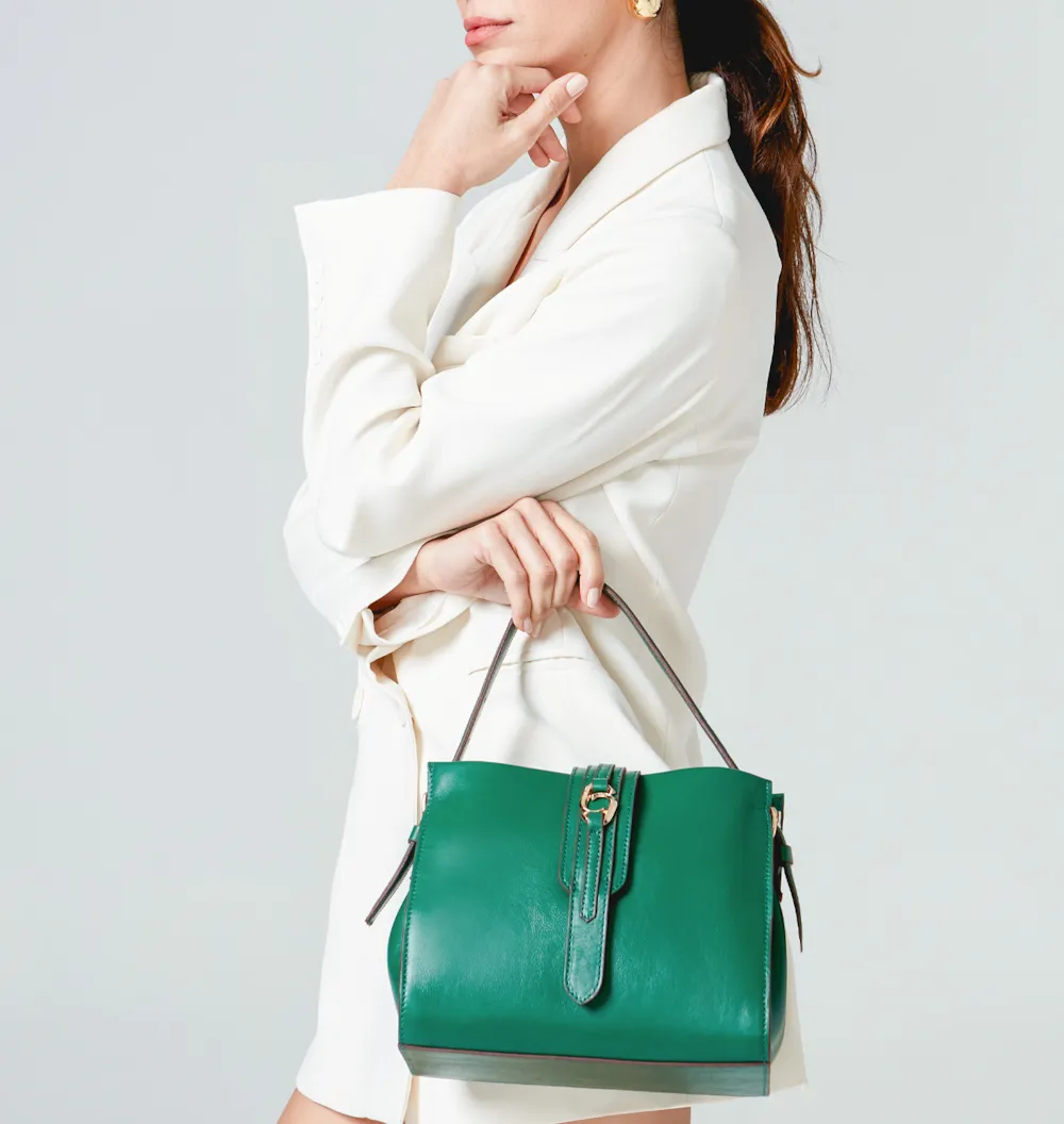 Bolsa De Mão Couro Verde - imagem 2