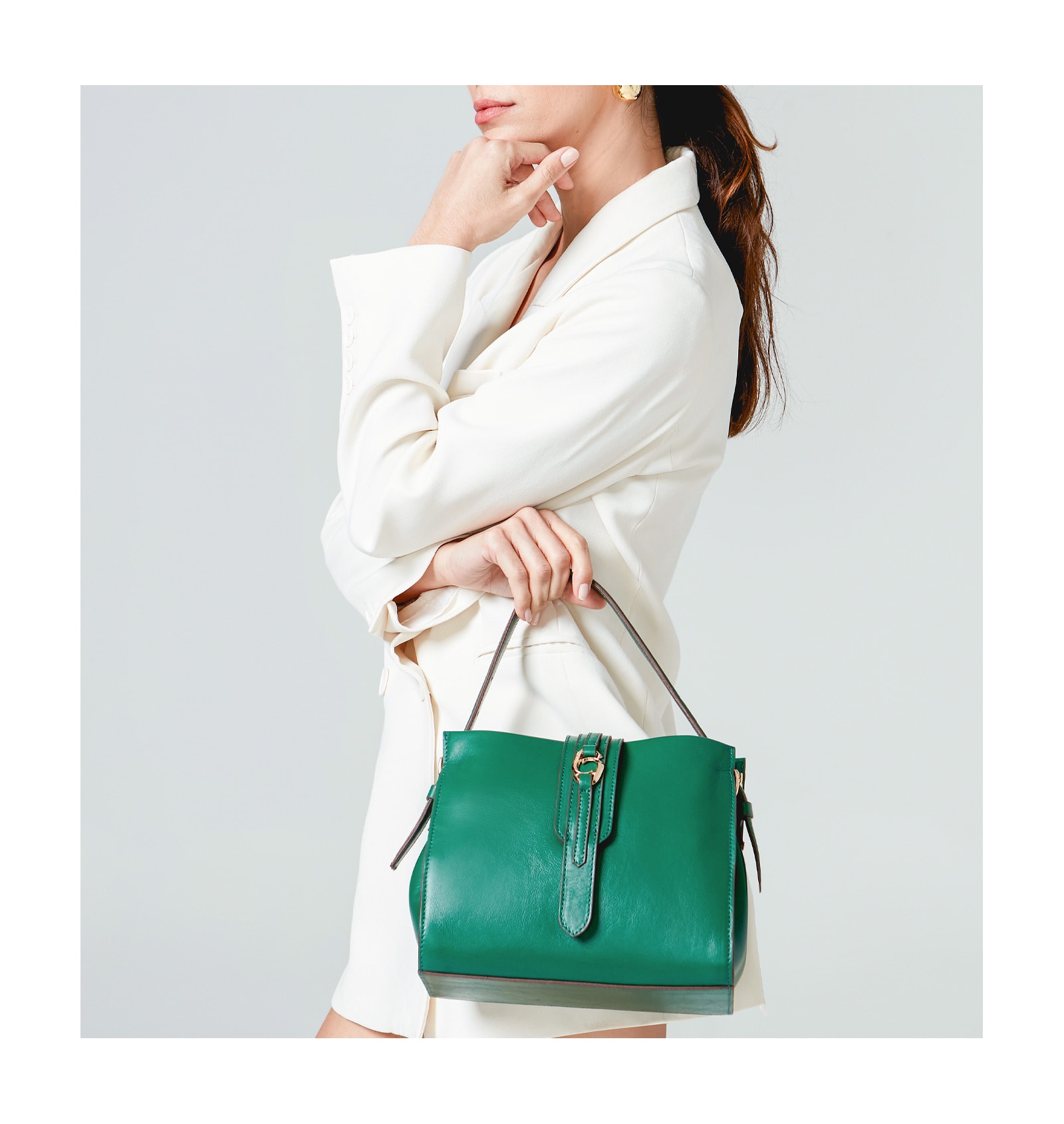 Bolsa De Mão Couro Verde