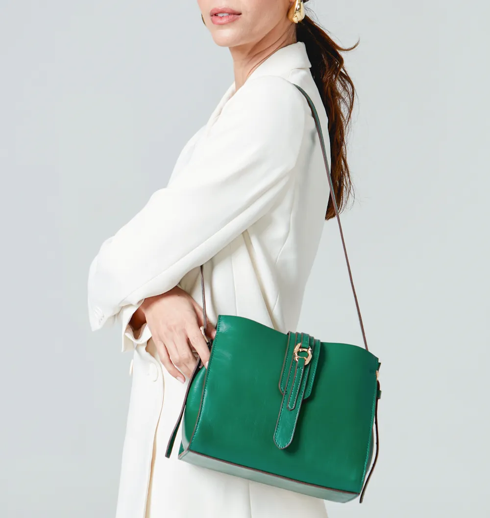 Bolsa De Mão Couro Verde - imagem 8