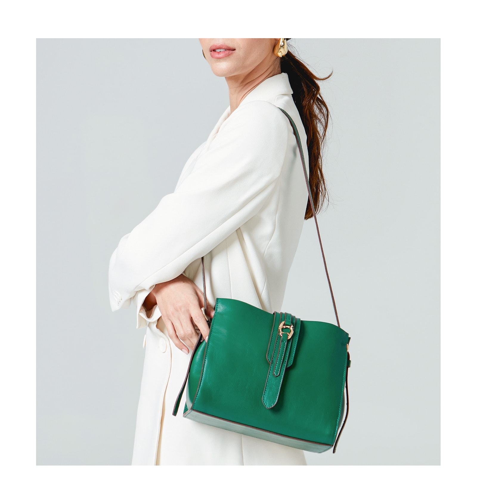 Bolsa De Mão Couro Verde