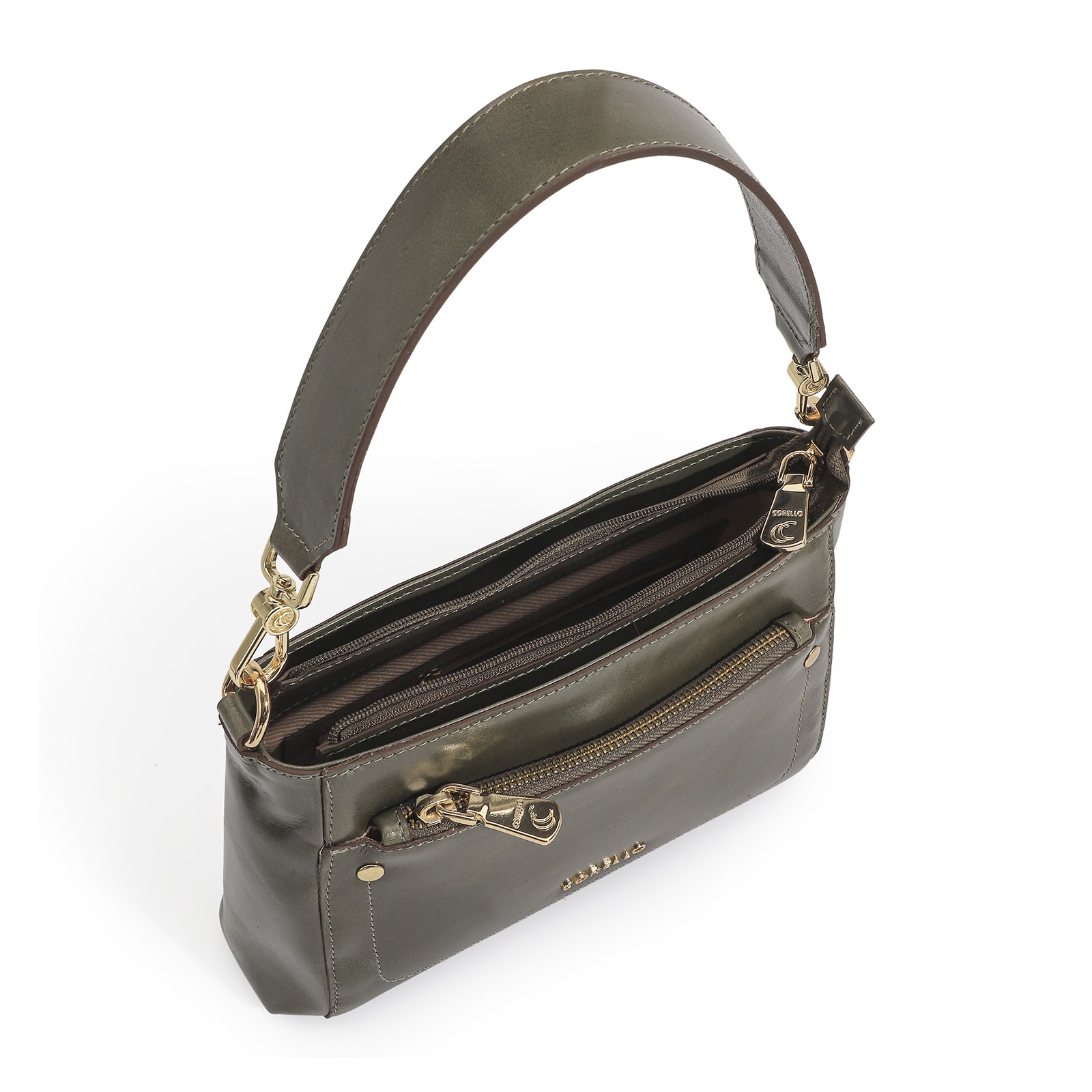Bolsa De Mão Couro Verde