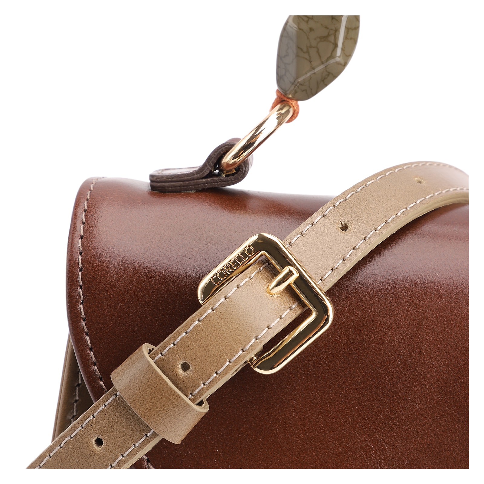 Bolsa De Mão Couro Verde/Couro Marrom