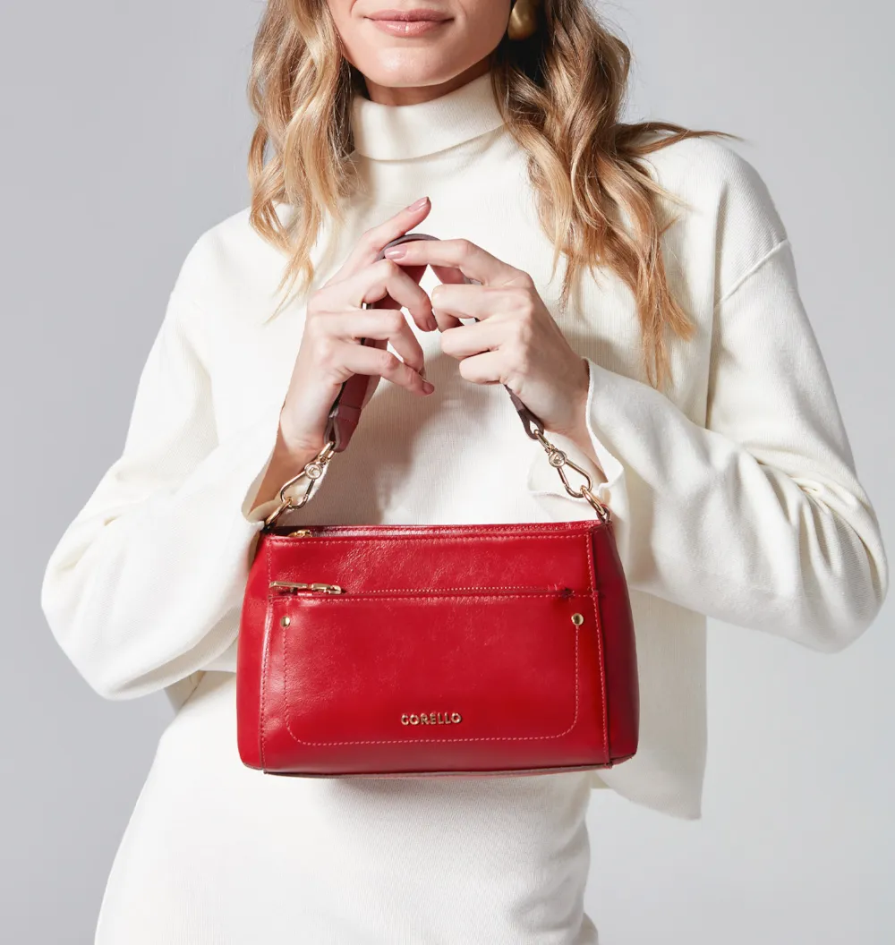 Bolsa De Mão Couro Vermelho - imagem 2