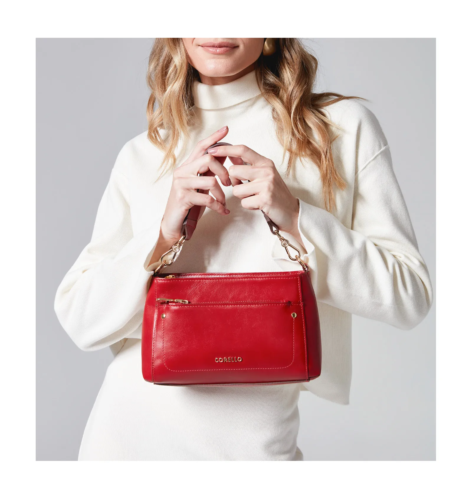 Bolsa De Mão Couro Vermelho