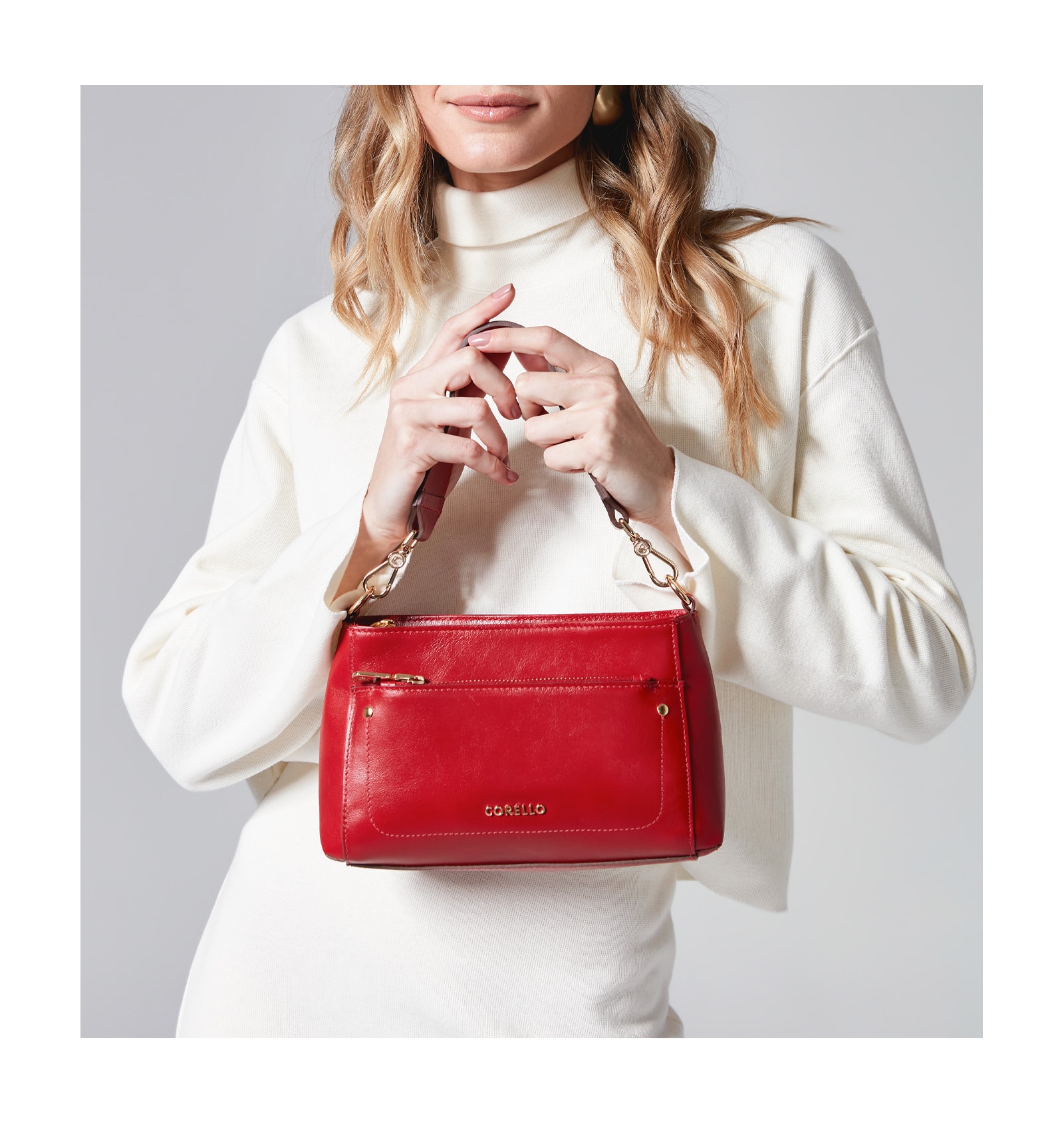 Bolsa De Mão Couro Vermelho