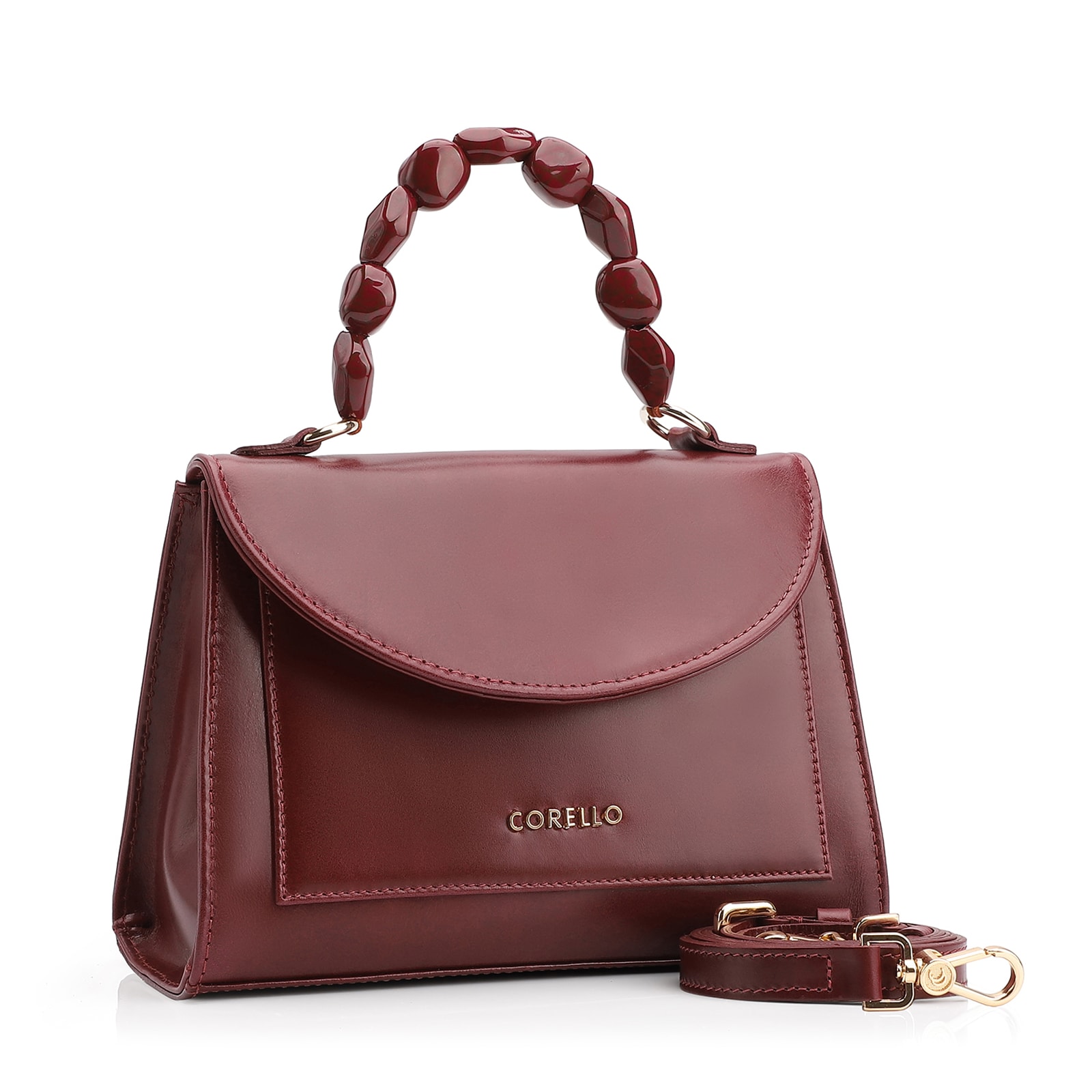 Bolsa De Mão Couro Vinho