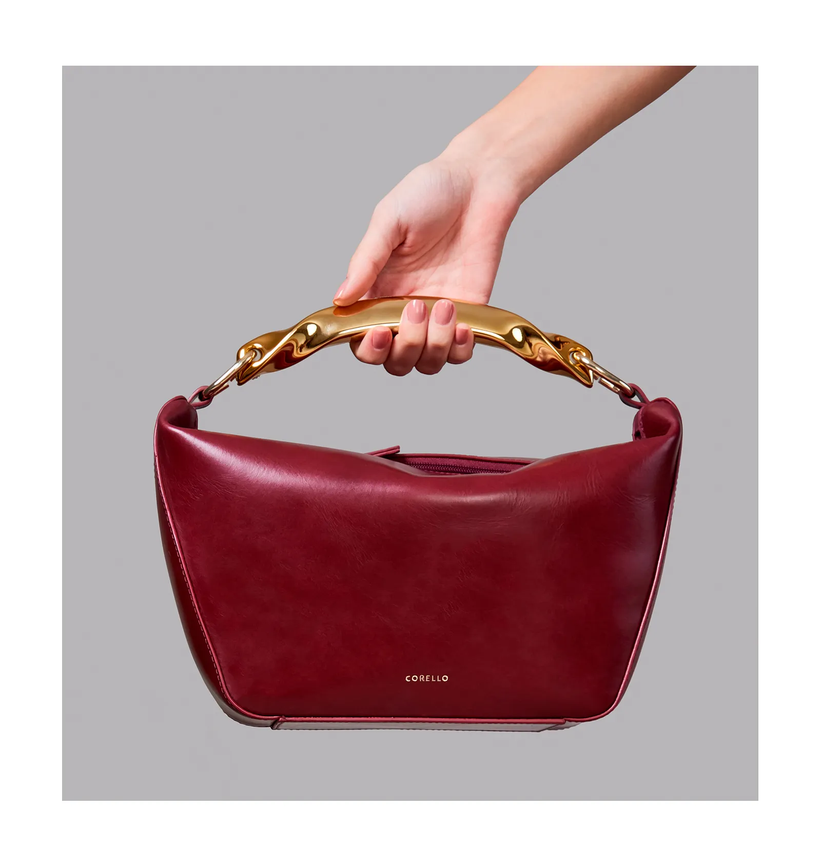Bolsa De Mão Couro Vinho
