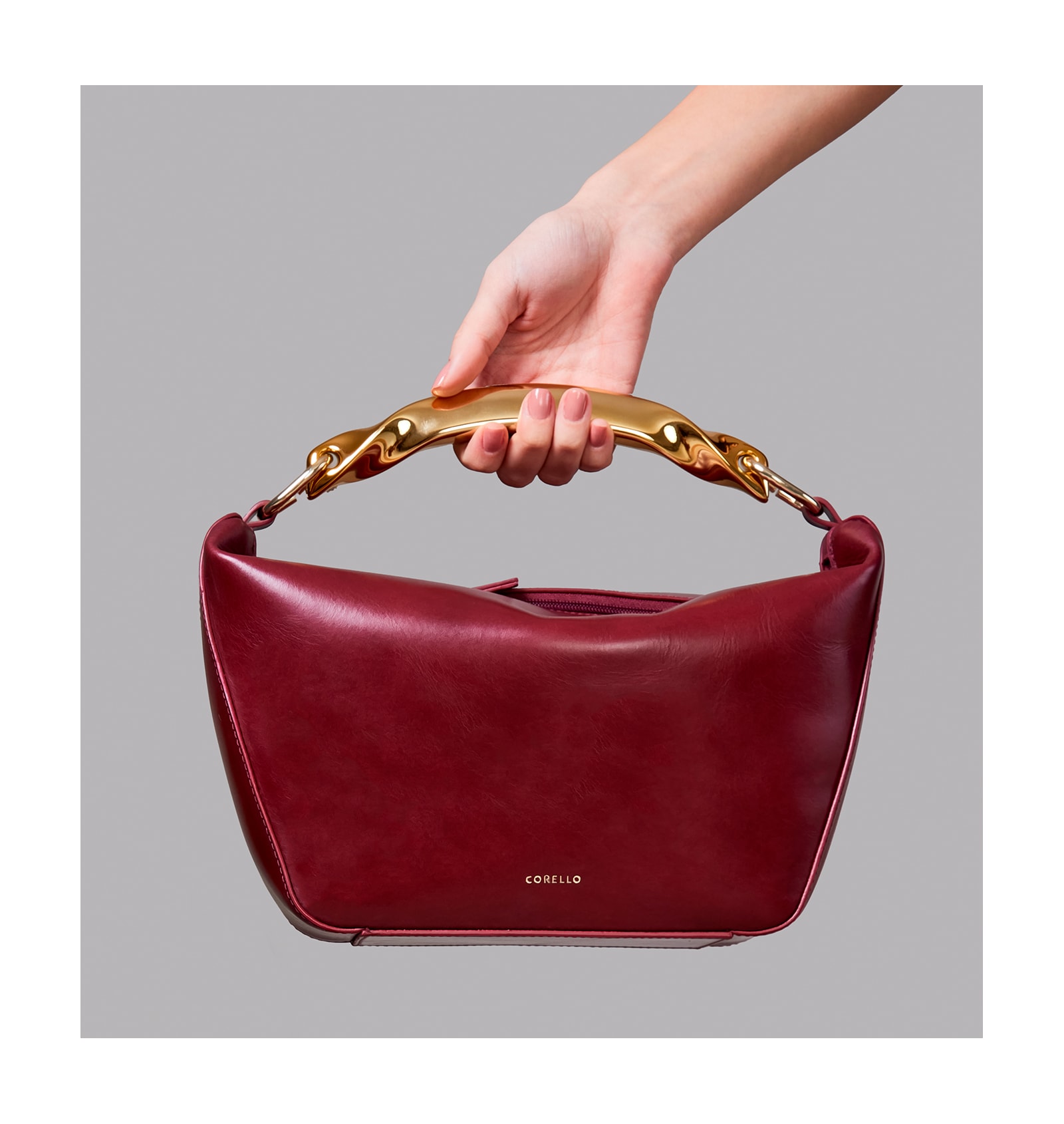 Bolsa De Mão Couro Vinho