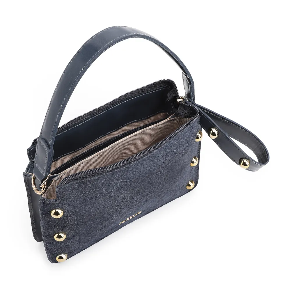 Bolsa De Mão Esferas Couro Azul/Camurça Azul - imagem 4