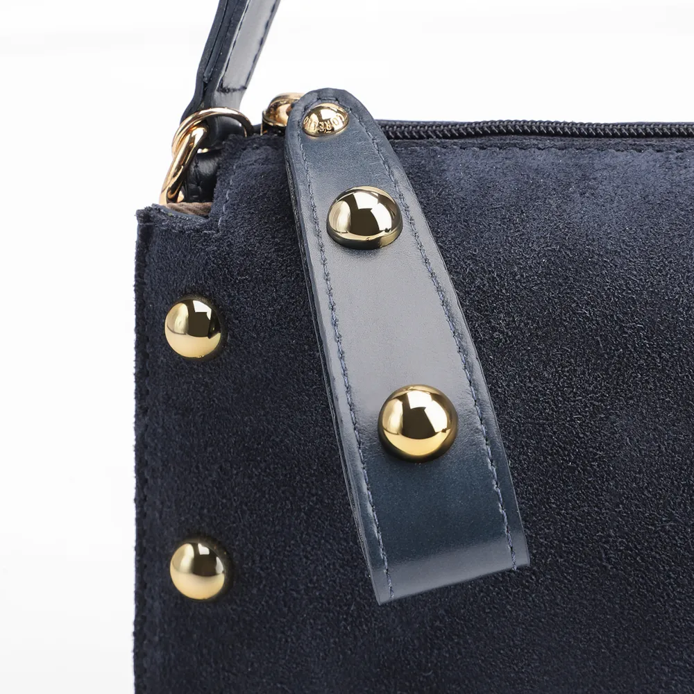 Bolsa De Mão Esferas Couro Azul/Camurça Azul - imagem 7