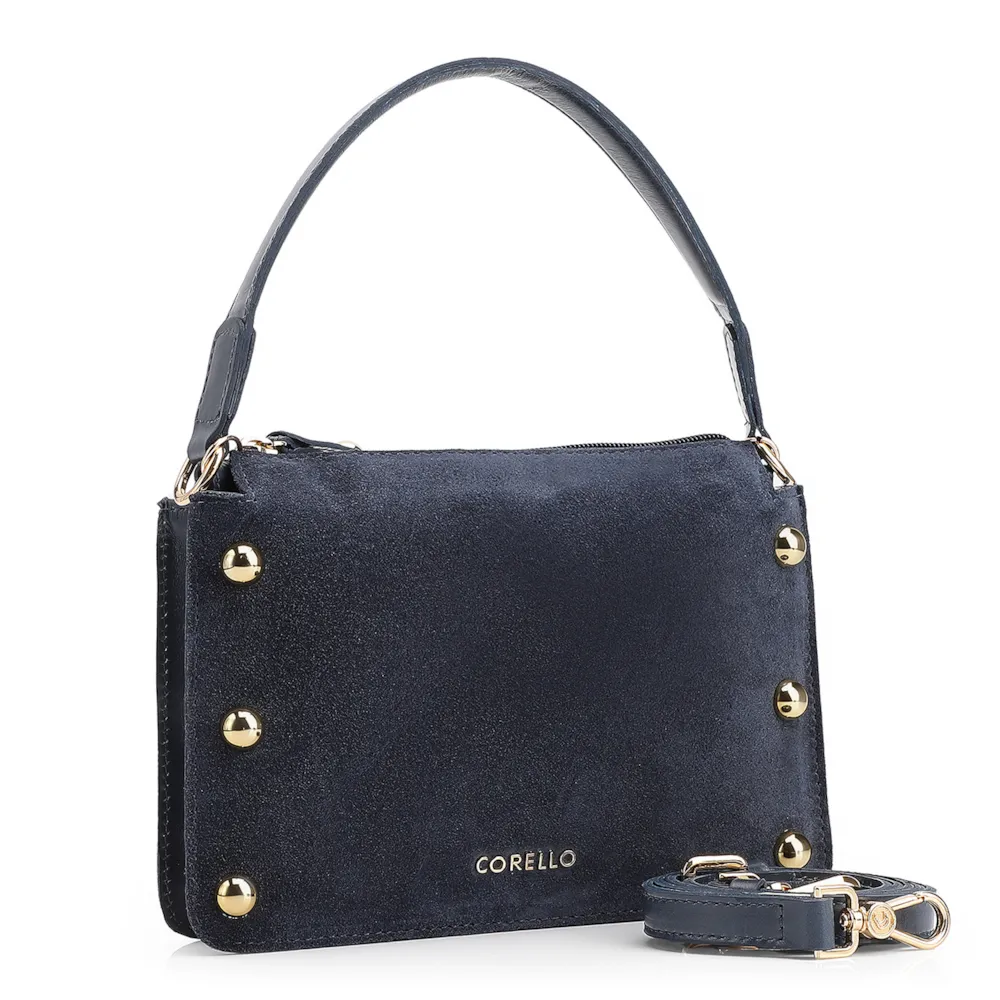 Bolsa De Mão Esferas Couro Azul/Camurça Azul - imagem 2