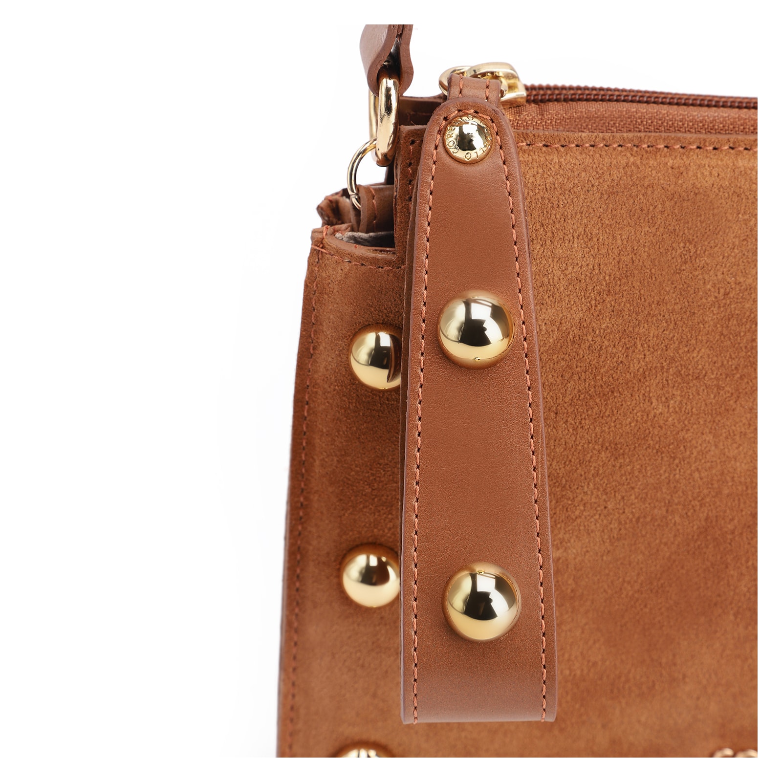 Bolsa De Mão Esferas Couro Camurça/Couro Marrom