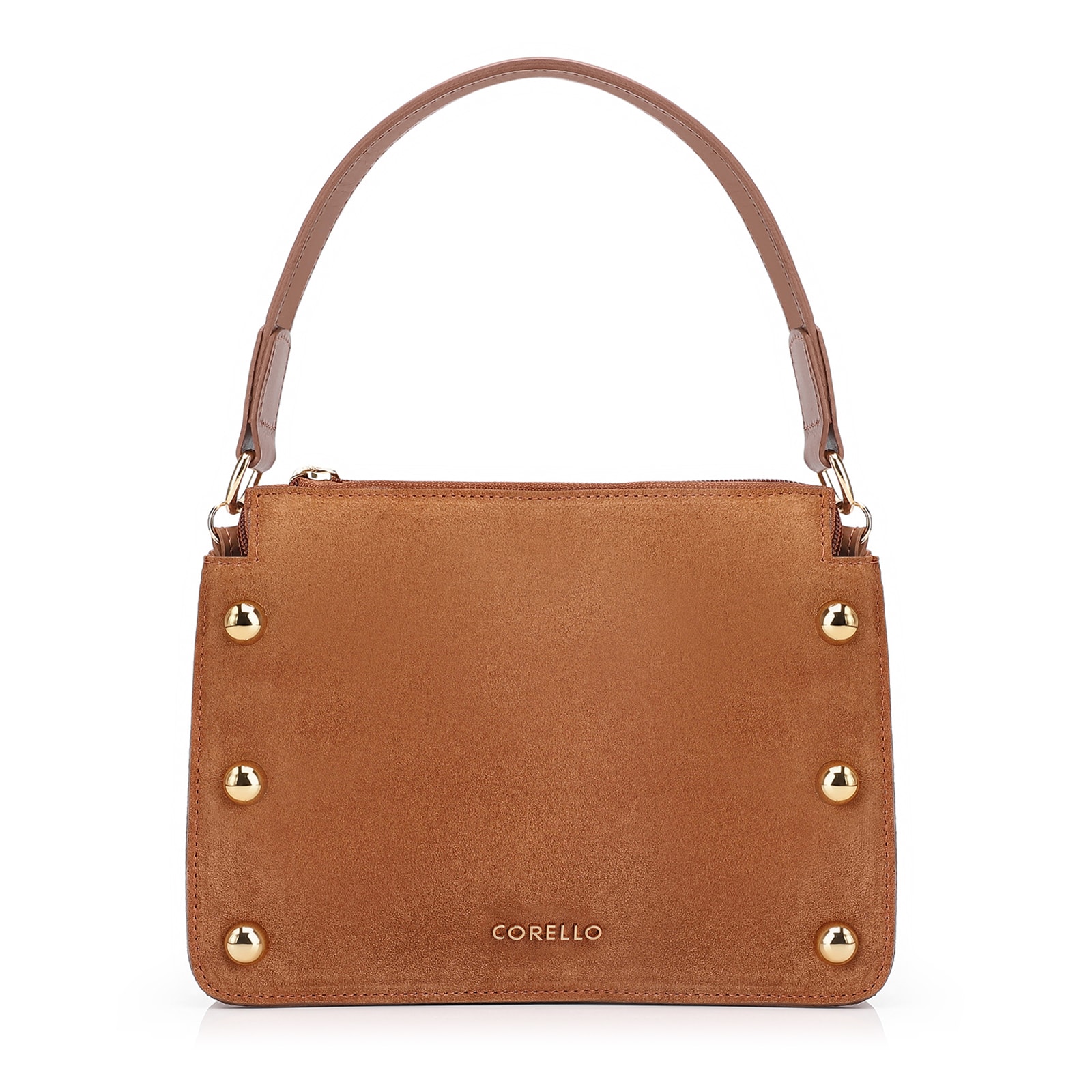 Bolsa De Mão Esferas Couro Camurça/Couro Marrom
