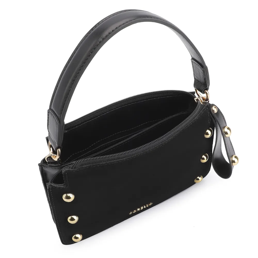 Bolsa De Mão Esferas Couro Preto/Camurça Preto - imagem 4