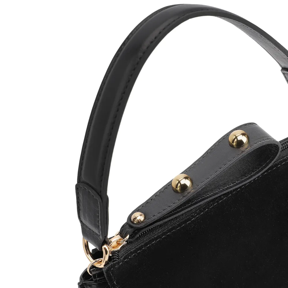 Bolsa De Mão Esferas Couro Preto/Camurça Preto - imagem 5