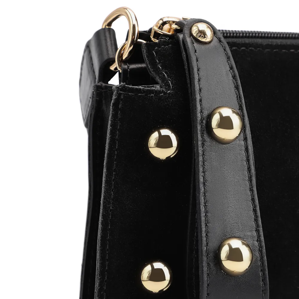 Bolsa De Mão Esferas Couro Preto/Camurça Preto - imagem 7