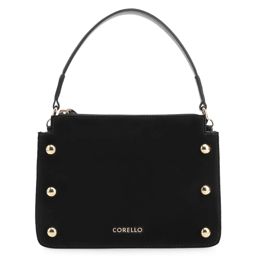 Bolsa De Mão Esferas Couro Preto/Camurça Preto