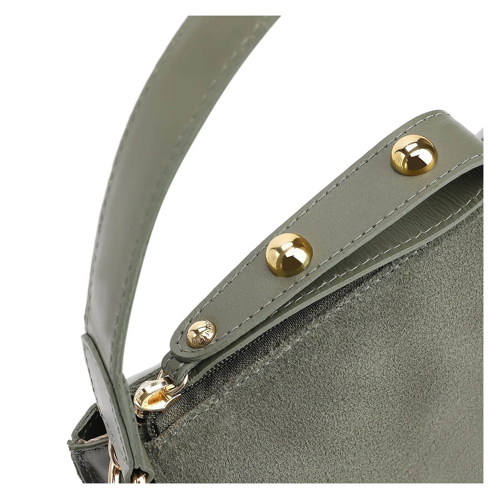 Bolsa De Mão Esferas Couro Verde/Camurça Verde