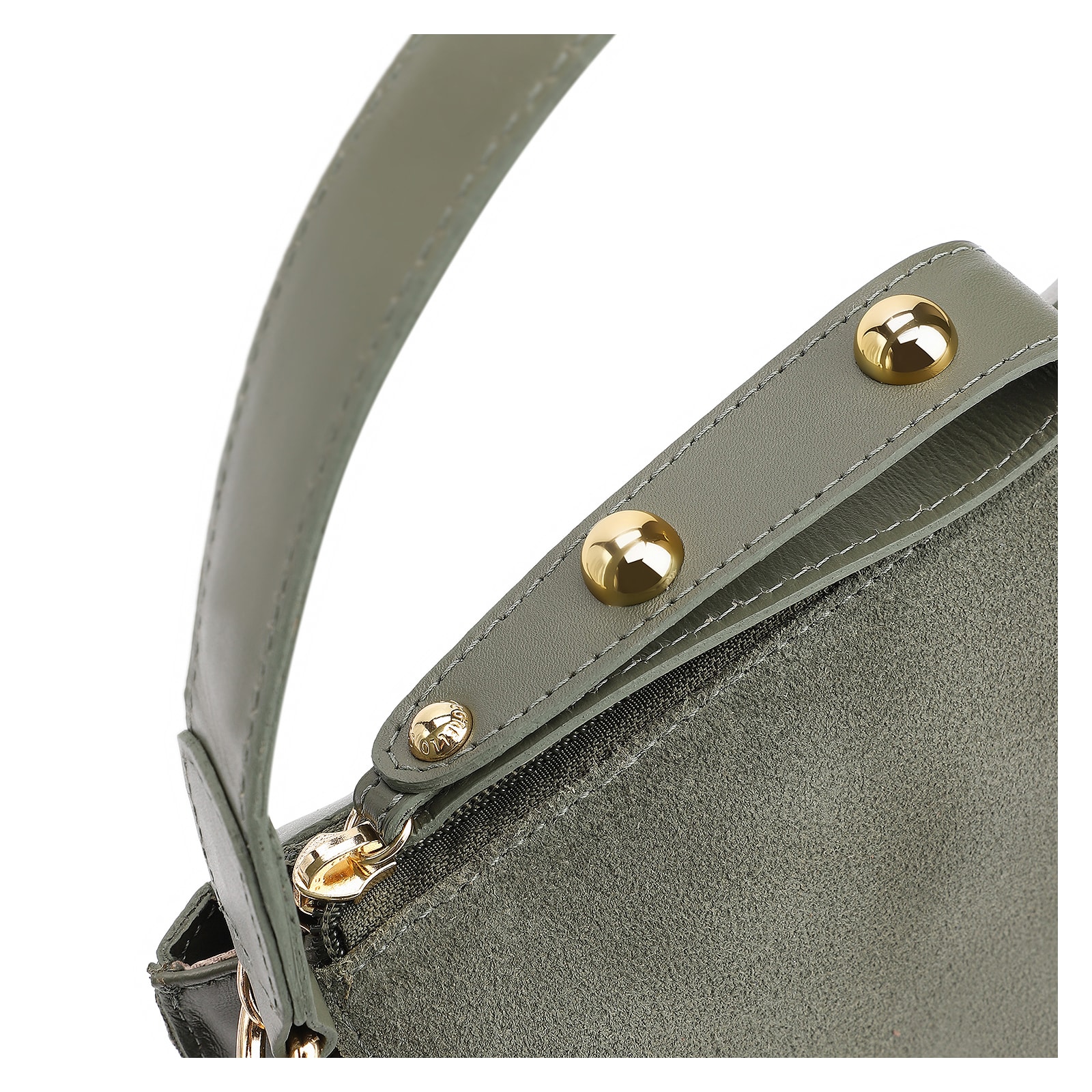 Bolsa De Mão Esferas Couro Verde/Camurça Verde