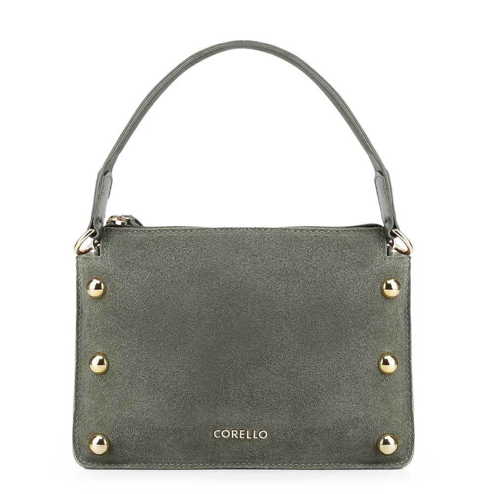 Bolsa De Mão Esferas Couro Verde/Camurça Verde