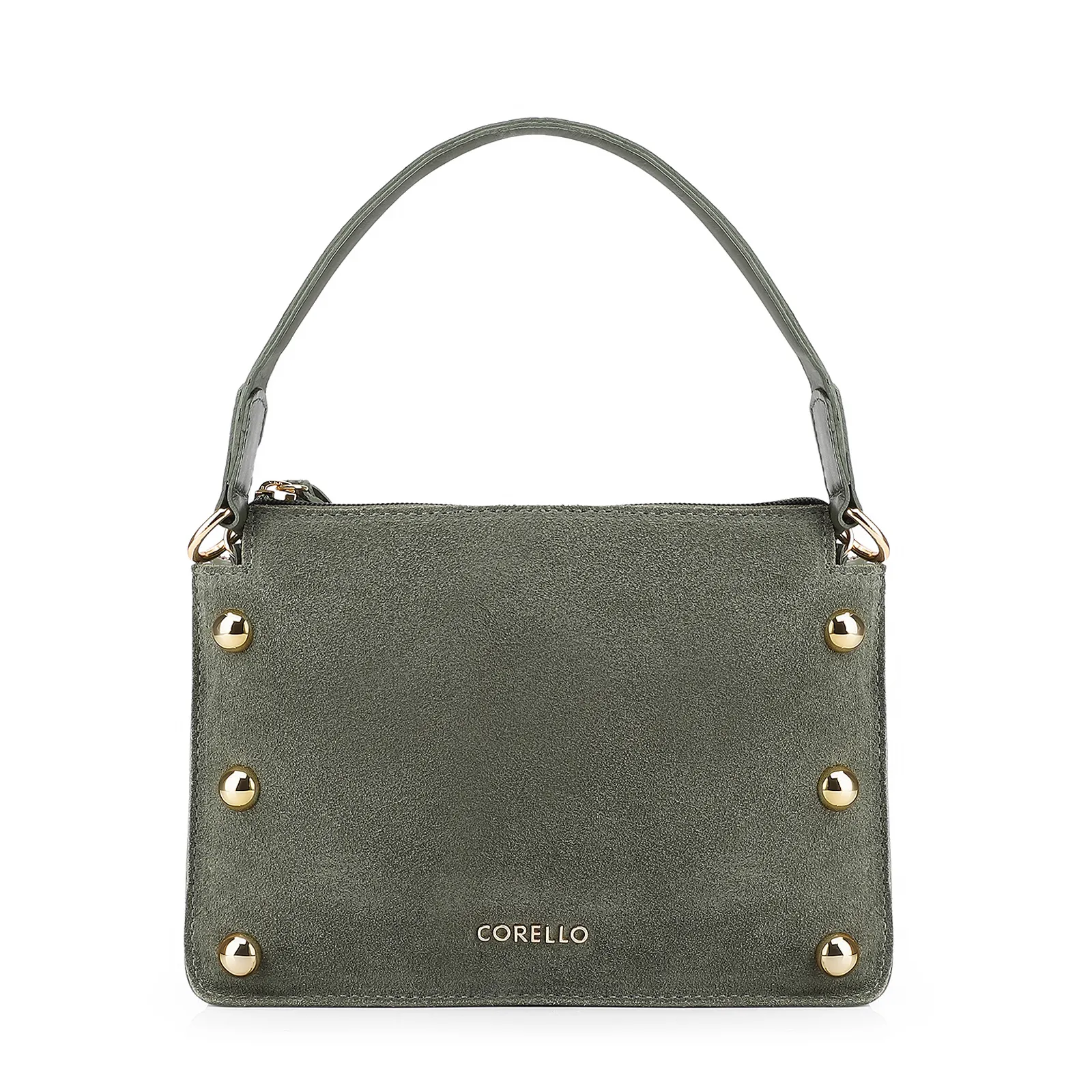 Bolsa De Mão Esferas Couro Verde/Camurça Verde