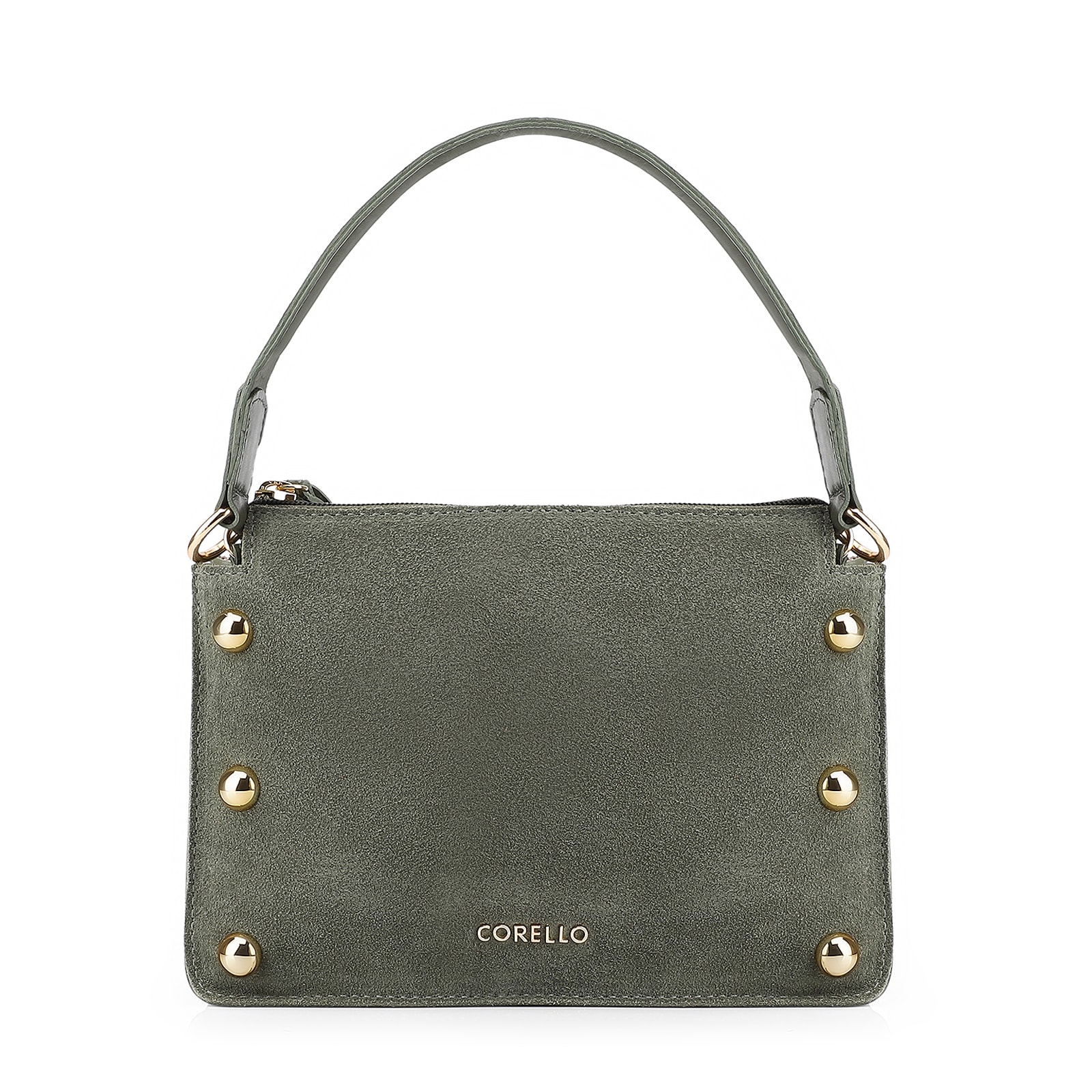 Bolsa De Mão Esferas Couro Verde/Camurça Verde