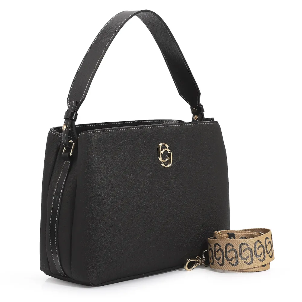 Bolsa De Mão Firenze Preto/Couro Preto - imagem 2