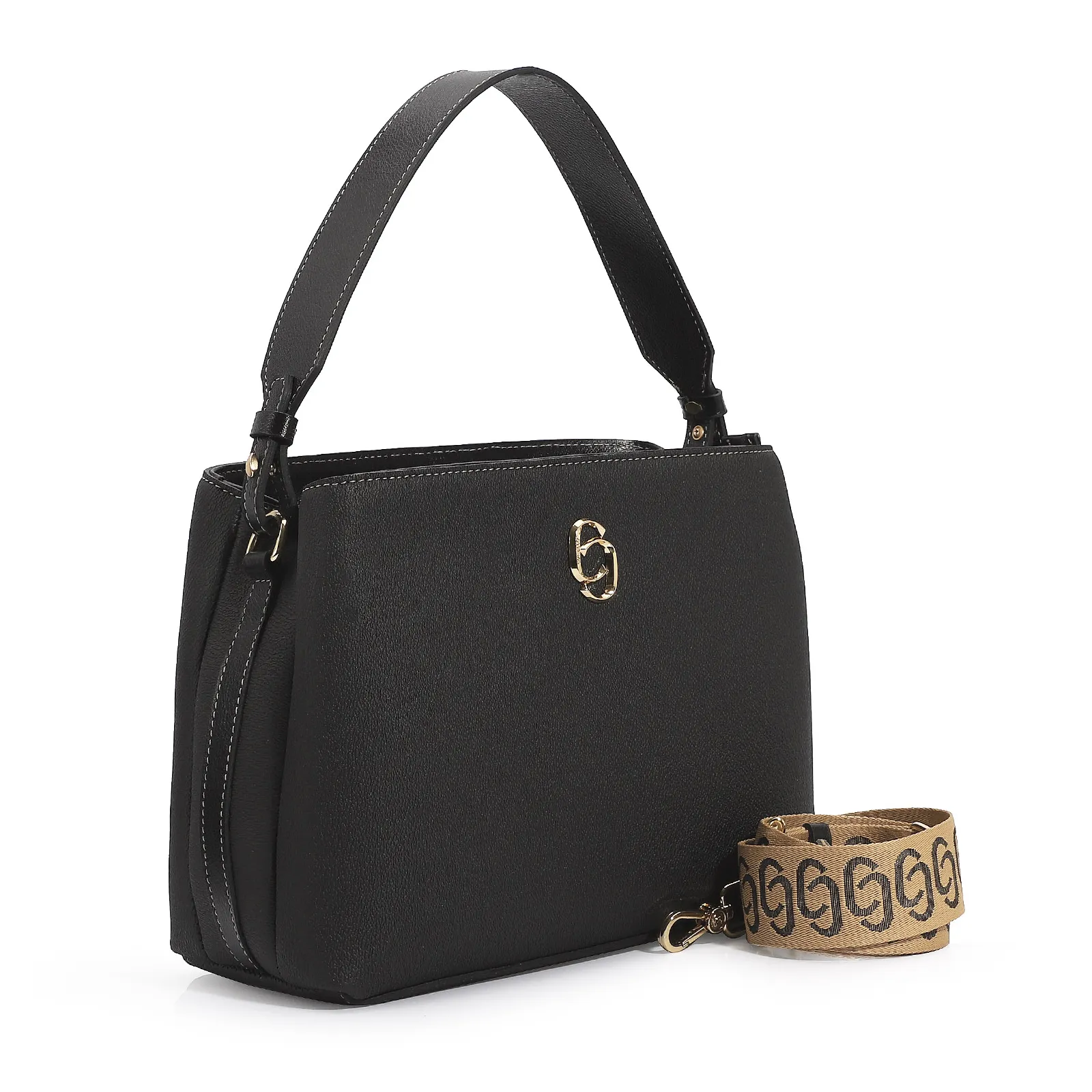 Bolsa De Mão Firenze Preto/Couro Preto