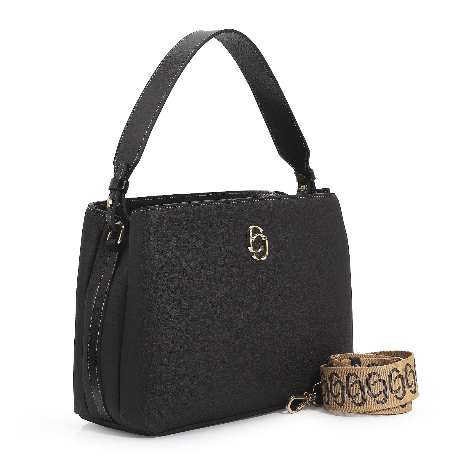 Bolsa De Mão Firenze Preto/Couro Preto