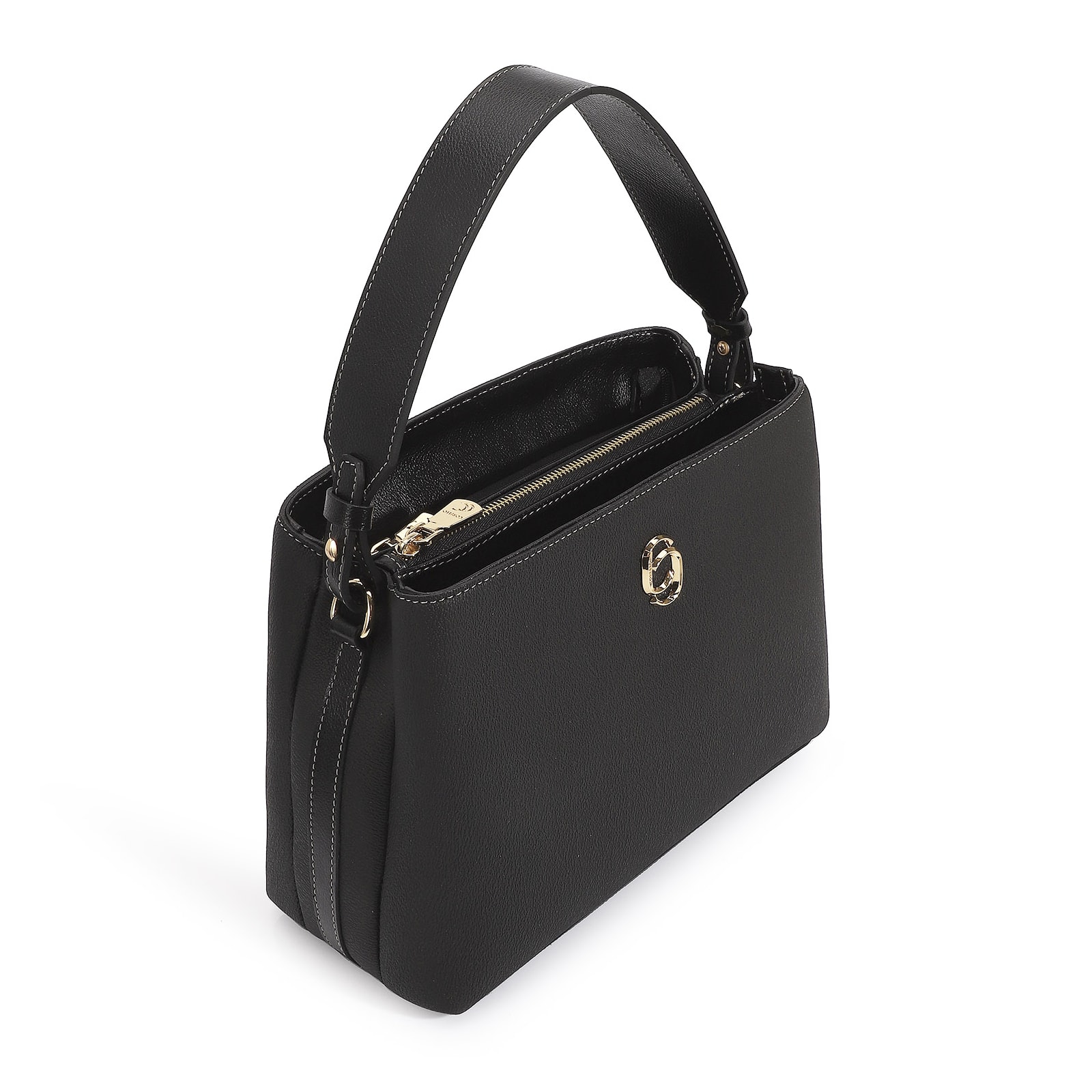 Bolsa De Mão Firenze Preto/Couro Preto