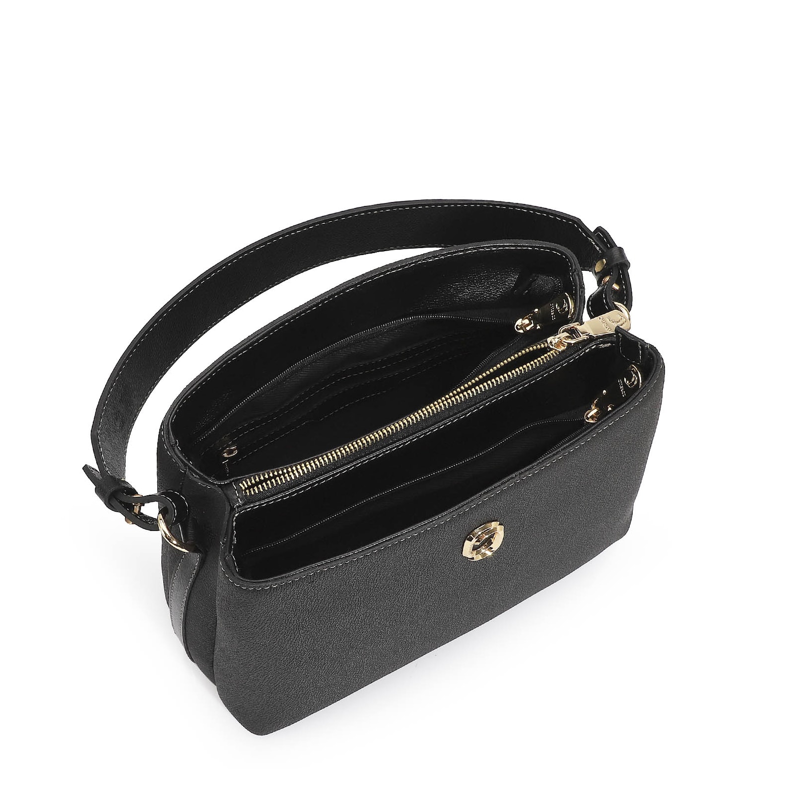 Bolsa De Mão Firenze Preto/Couro Preto